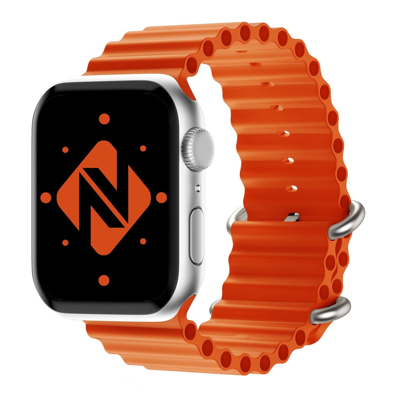 Ocean Armband für Apple Watch Ultra/SE/8/7/6/5/4/3/2/1, 42 44 45 49mm Orange NALIA Silikon Armband