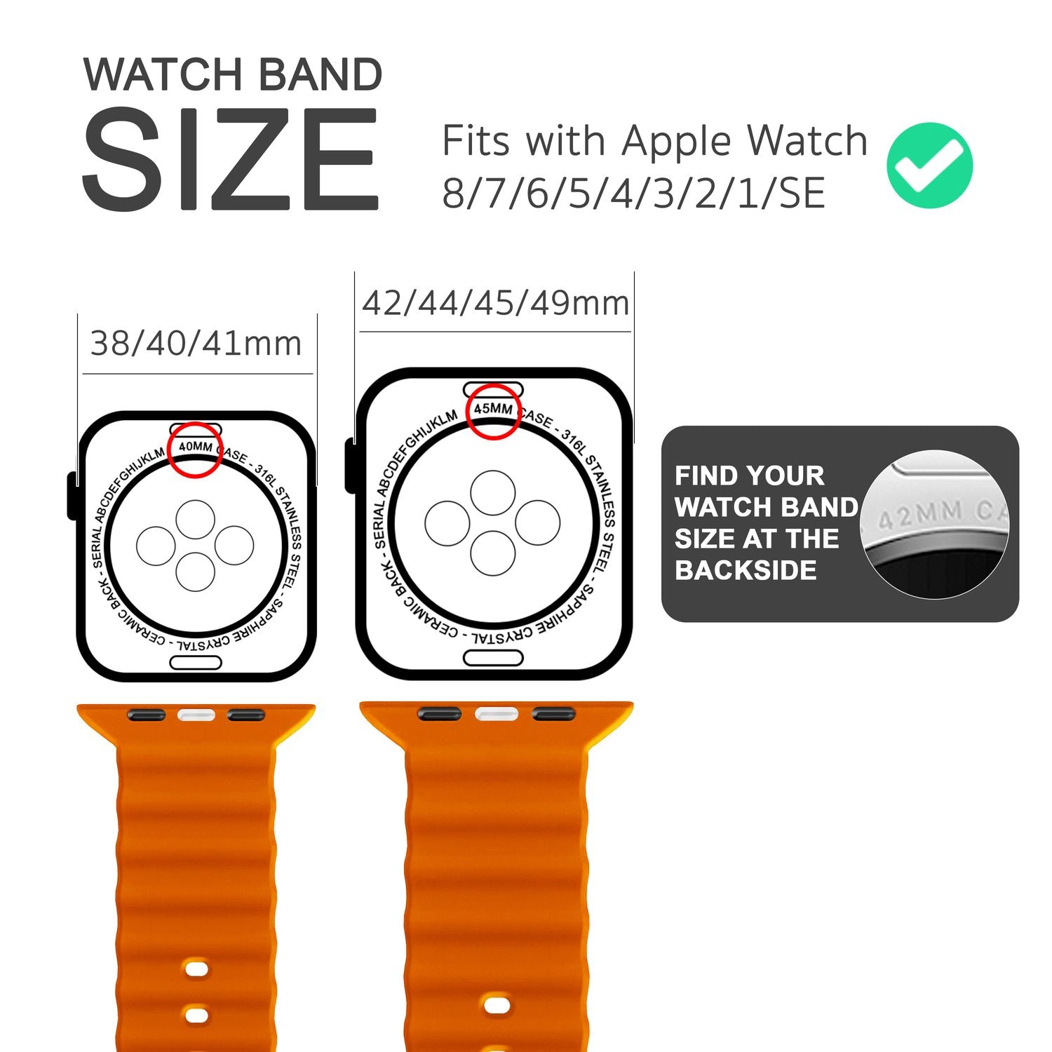 Ocean Armband für Apple Watch Ultra/SE/8/7/6/5/4/3/2/1, 42 44 45 49mm Orange NALIA Silikon Armband