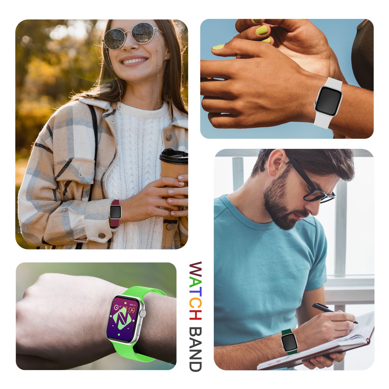 Silikon Armband für Apple Watch SE/8/7/6/5/4/3/2/1, 38mm 40mm 41mm Dunkelrot NALIA Silikon Armband