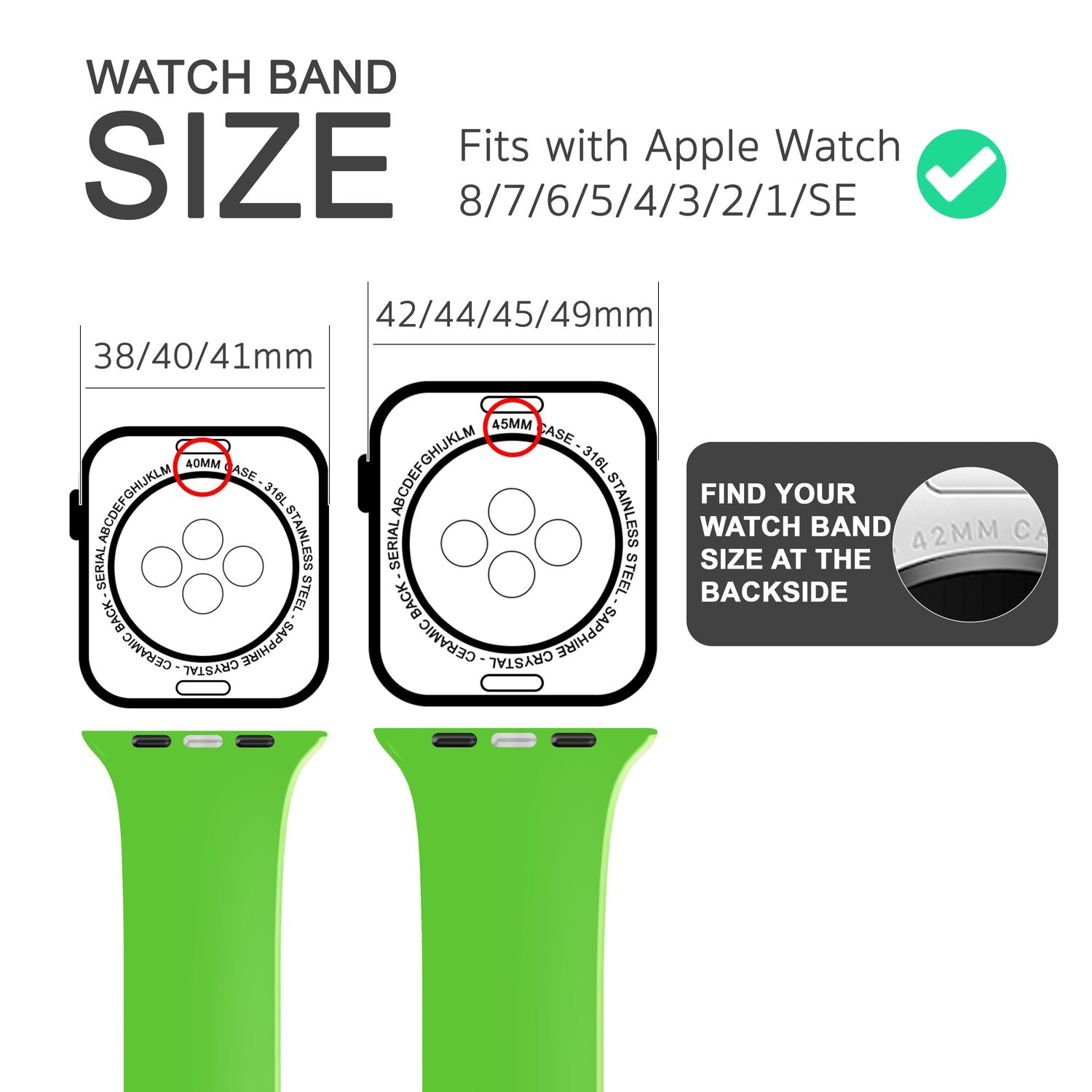 Silikon Armband für Apple Watch SE/8/7/6/5/4/3/2/1, 38mm 40mm 41mm Hellgrün NALIA Silikon Armband