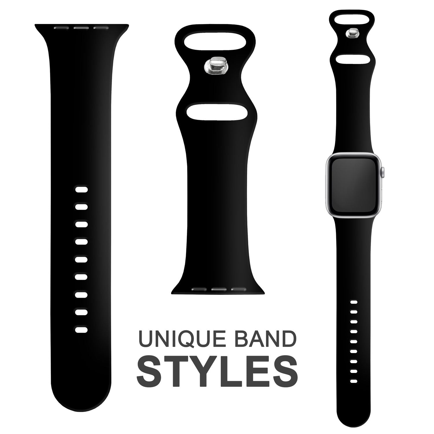 Silikon Armband für Apple Watch SE/8/7/6/5/4/3/2/1, 38mm 40mm 41mm Schwarz NALIA Silikon Armband