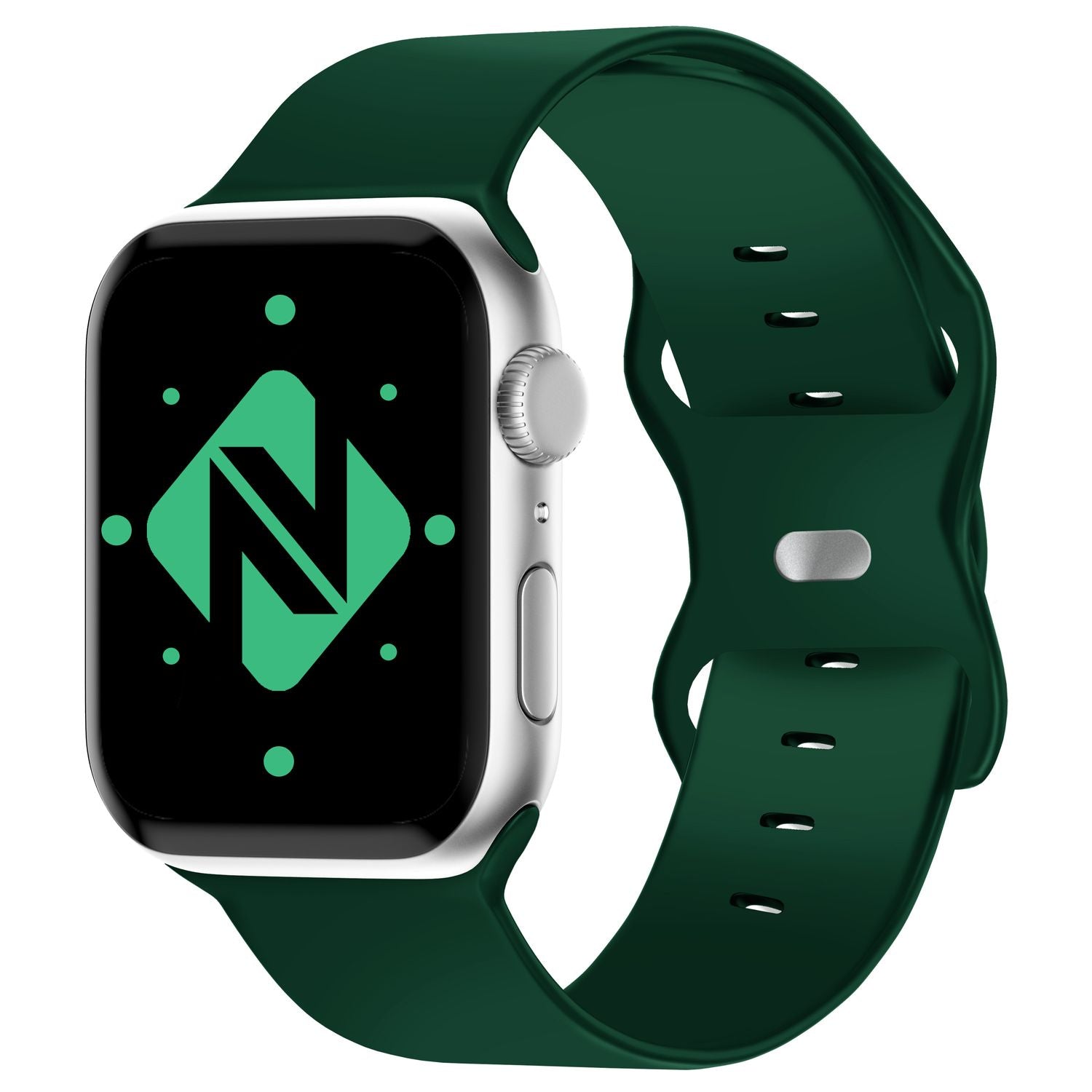 Silikon Armband für Apple Watch SE/8/7/6/5/4/3/2/1, 38mm 40mm 41mm Dunkel-Grün NALIA Silikon Armband