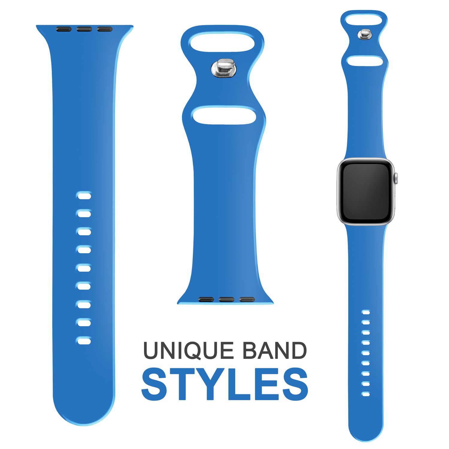 Silikon Armband für Apple Watch SE/8/7/6/5/4/3/2/1, 38mm 40mm 41mm Hellblau NALIA Silikon Armband