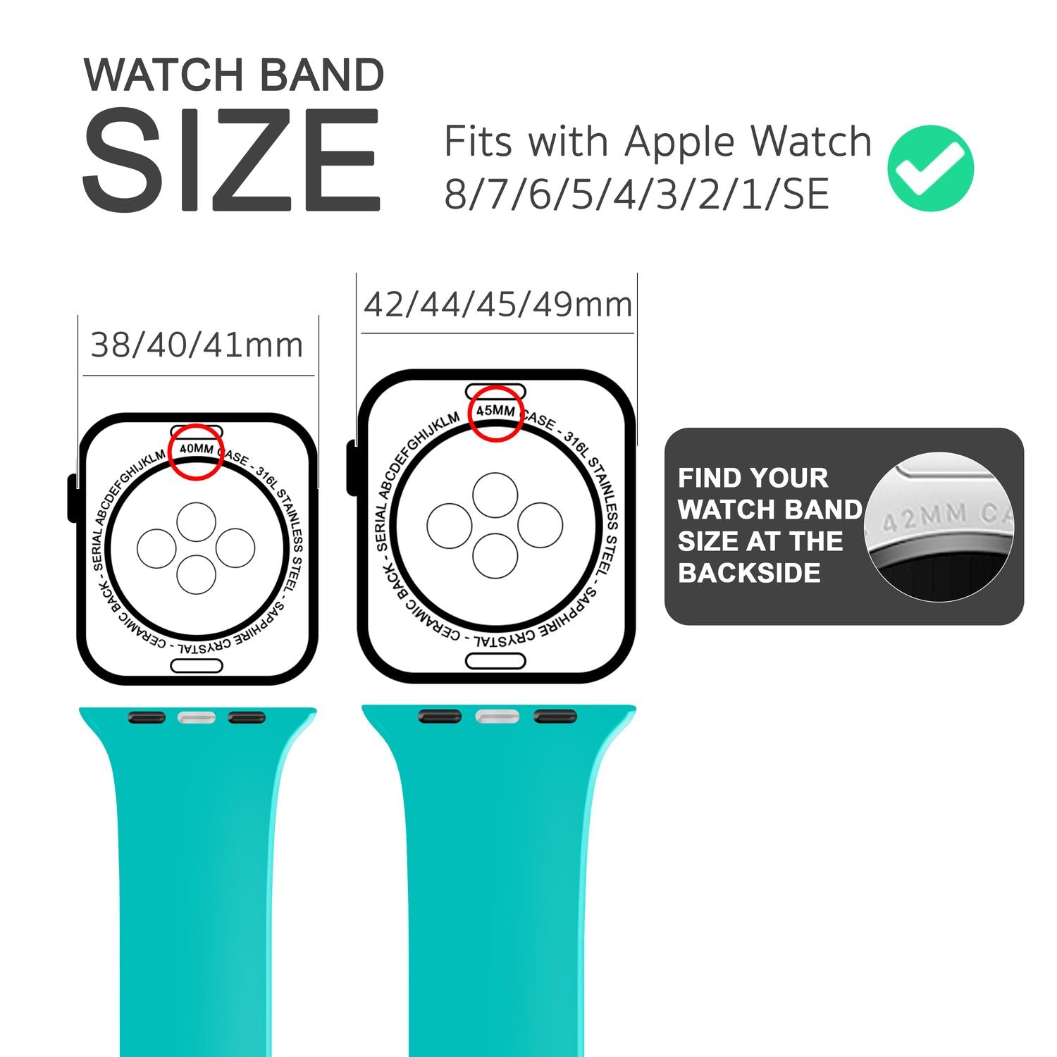 Silikon Armband für Apple Watch Ultra/SE/8/7/6/5/4/3/2/1, 42mm 44mm 45mm 49mm Türkis NALIA Silikon Armband