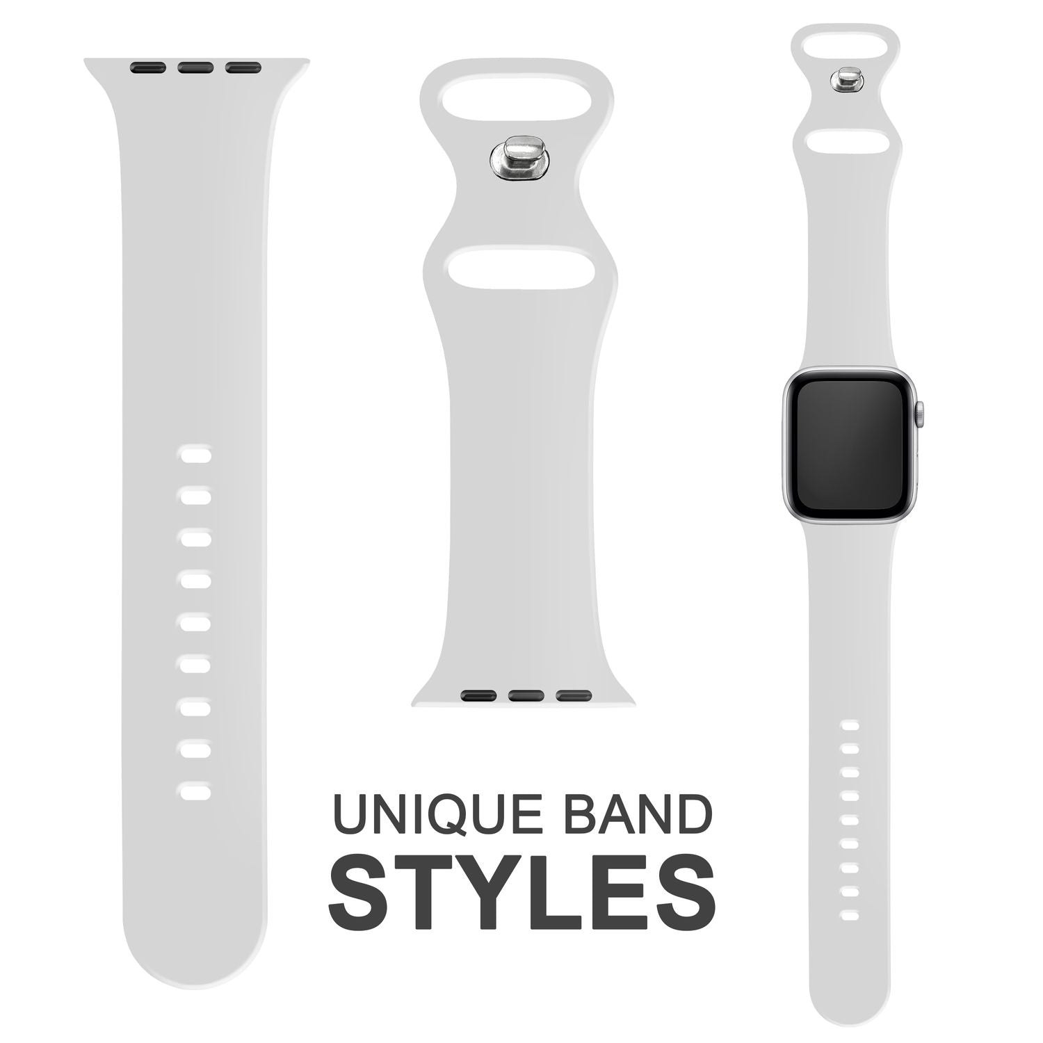 Silikon Armband für Apple Watch Ultra/SE/8/7/6/5/4/3/2/1, 42mm 44mm 45mm 49mm Weiß NALIA Silikon Armband