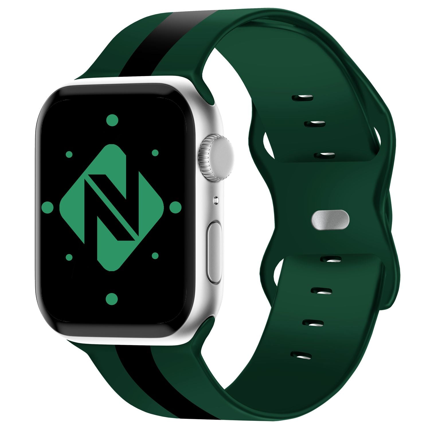Silikon Armband für Apple Watch Ultra/SE/8/7/6/5/4/3/2/1, 42mm 44mm 45mm 49mm Grün Schwarz NALIA Silikon Armband