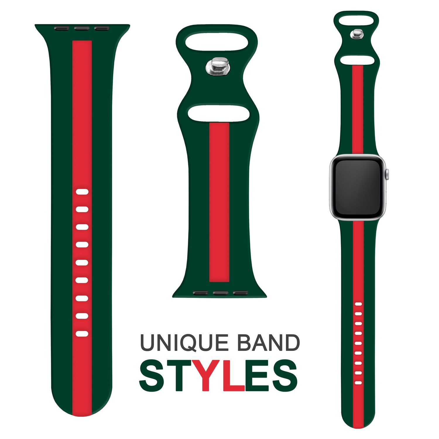 Silikon Armband für Apple Watch Ultra/SE/8/7/6/5/4/3/2/1, 42mm 44mm 45mm 49mm Grün Rot NALIA Silikon Armband