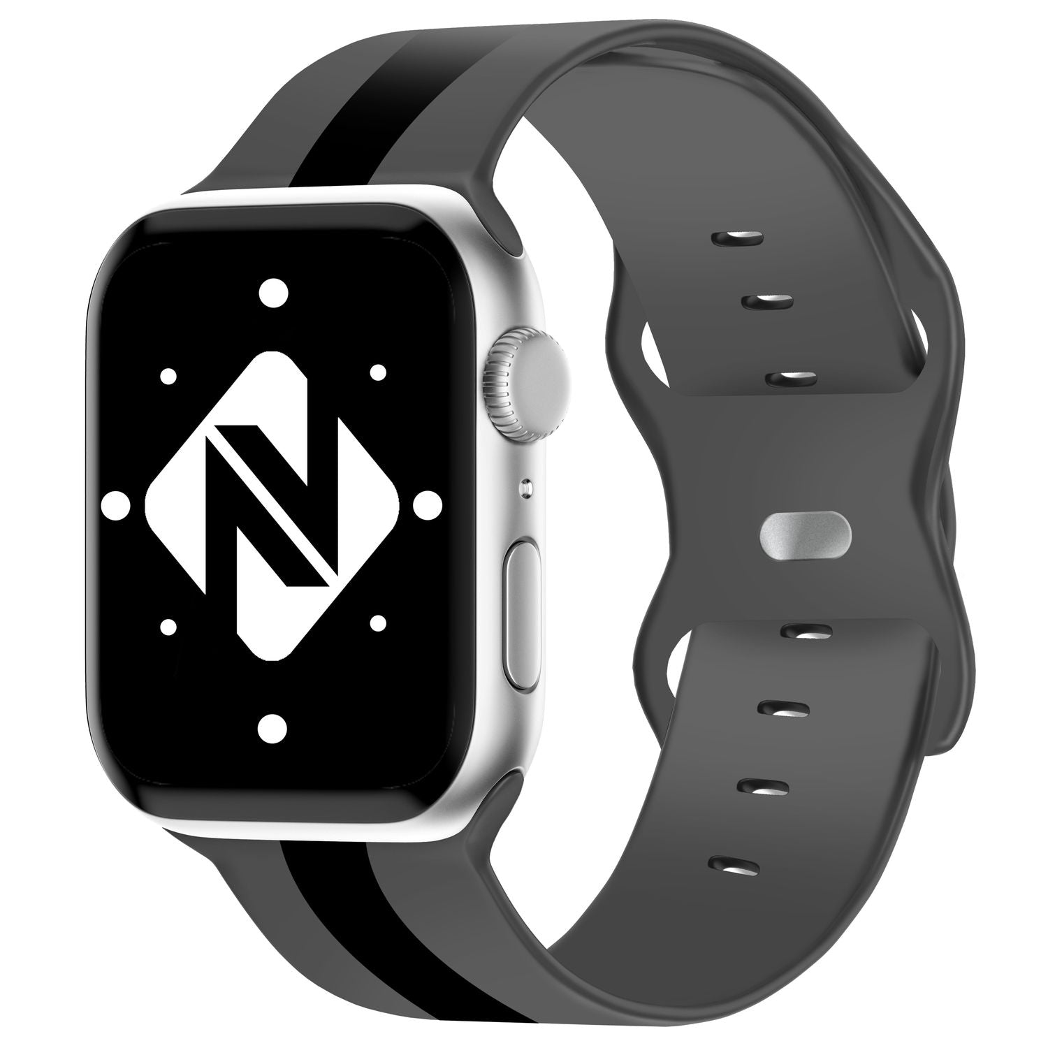 Silikon Armband für Apple Watch Ultra/SE/8/7/6/5/4/3/2/1, 42mm 44mm 45mm 49mm Grau Schwarz NALIA Silikon Armband