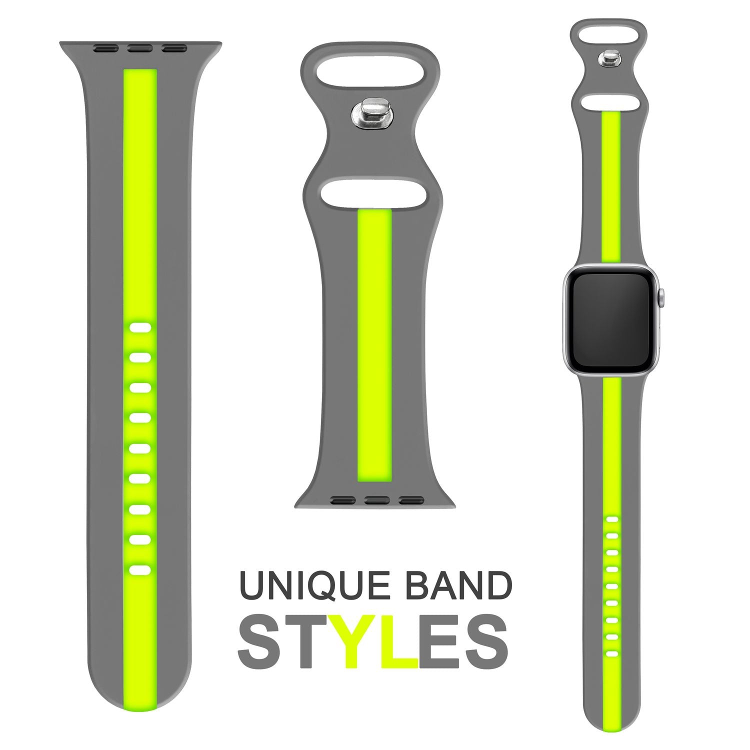 Silikon Armband für Apple Watch Ultra/SE/8/7/6/5/4/3/2/1, 42mm 44mm 45mm 49mm Grau Grün NALIA Silikon Armband