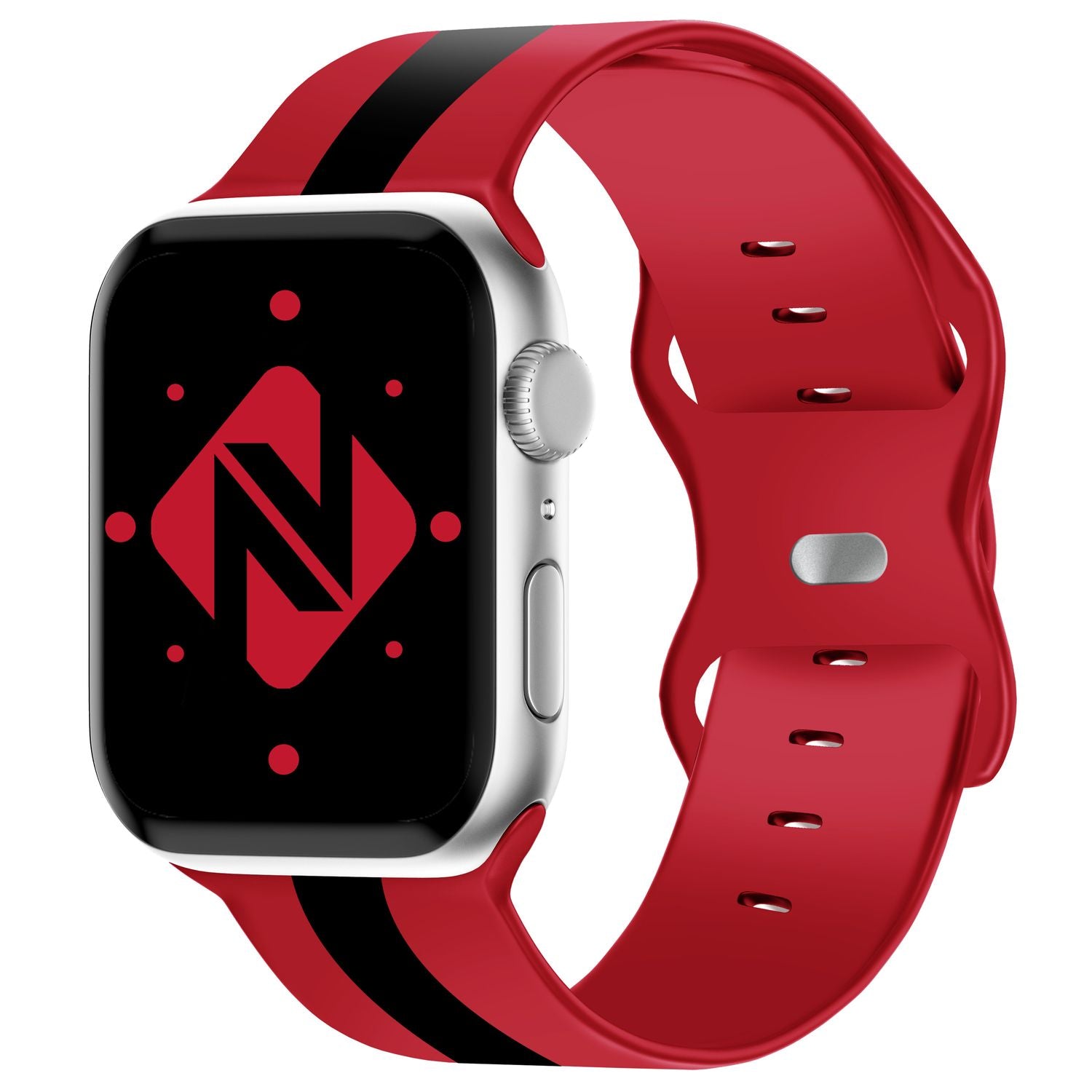 Silikon Armband für Apple Watch Ultra/SE/8/7/6/5/4/3/2/1, 42mm 44mm 45mm 49mm Rot Schwarz NALIA Silikon Armband