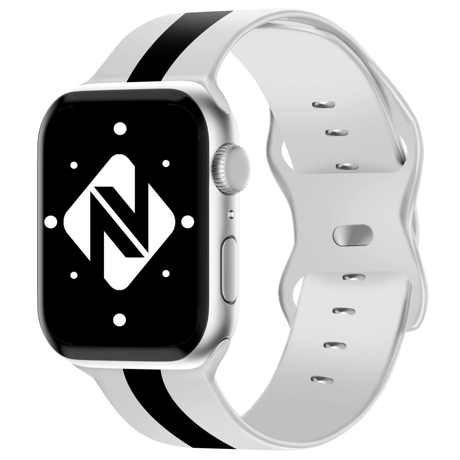 Silikon Armband für Apple Watch Ultra/SE/8/7/6/5/4/3/2/1, 42mm 44mm 45mm 49mm Weiß Schwarz NALIA Silikon Armband