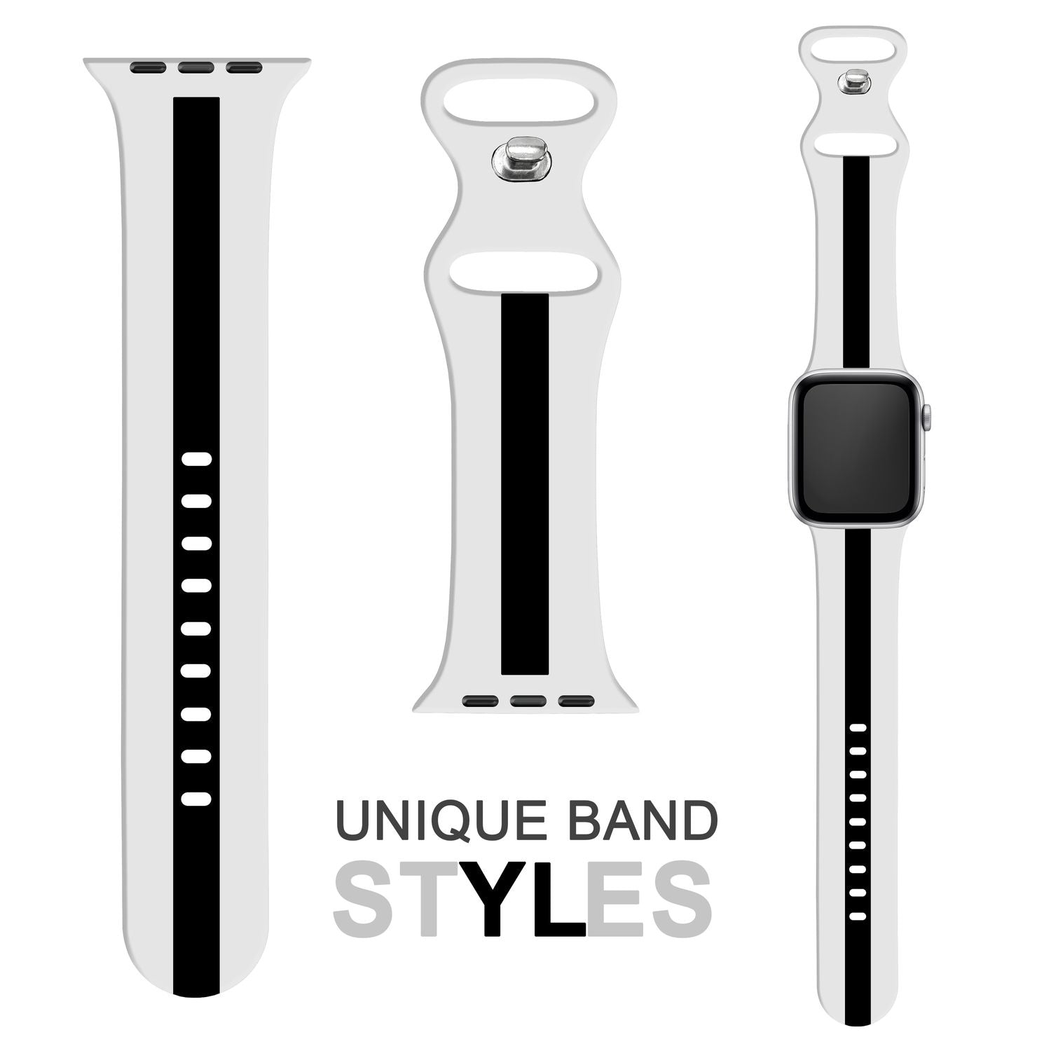 Silikon Armband für Apple Watch Ultra/SE/8/7/6/5/4/3/2/1, 42mm 44mm 45mm 49mm Weiß Schwarz NALIA Silikon Armband