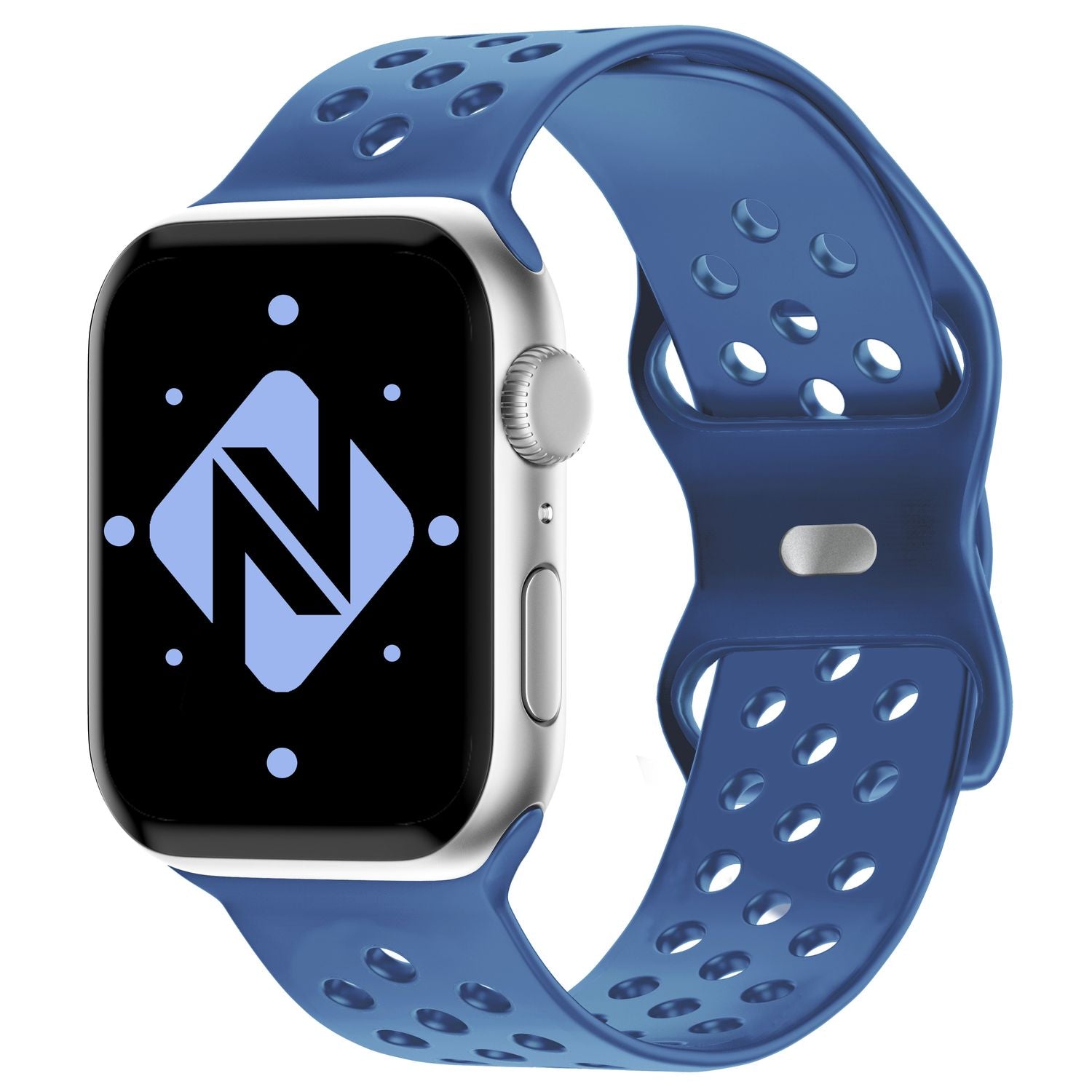Gelochtes Armband für Apple Watch SE/8/7/6/5/4/3/2/1, 38mm 40mm 41mm Mittel Blau NALIA Silikon Armband