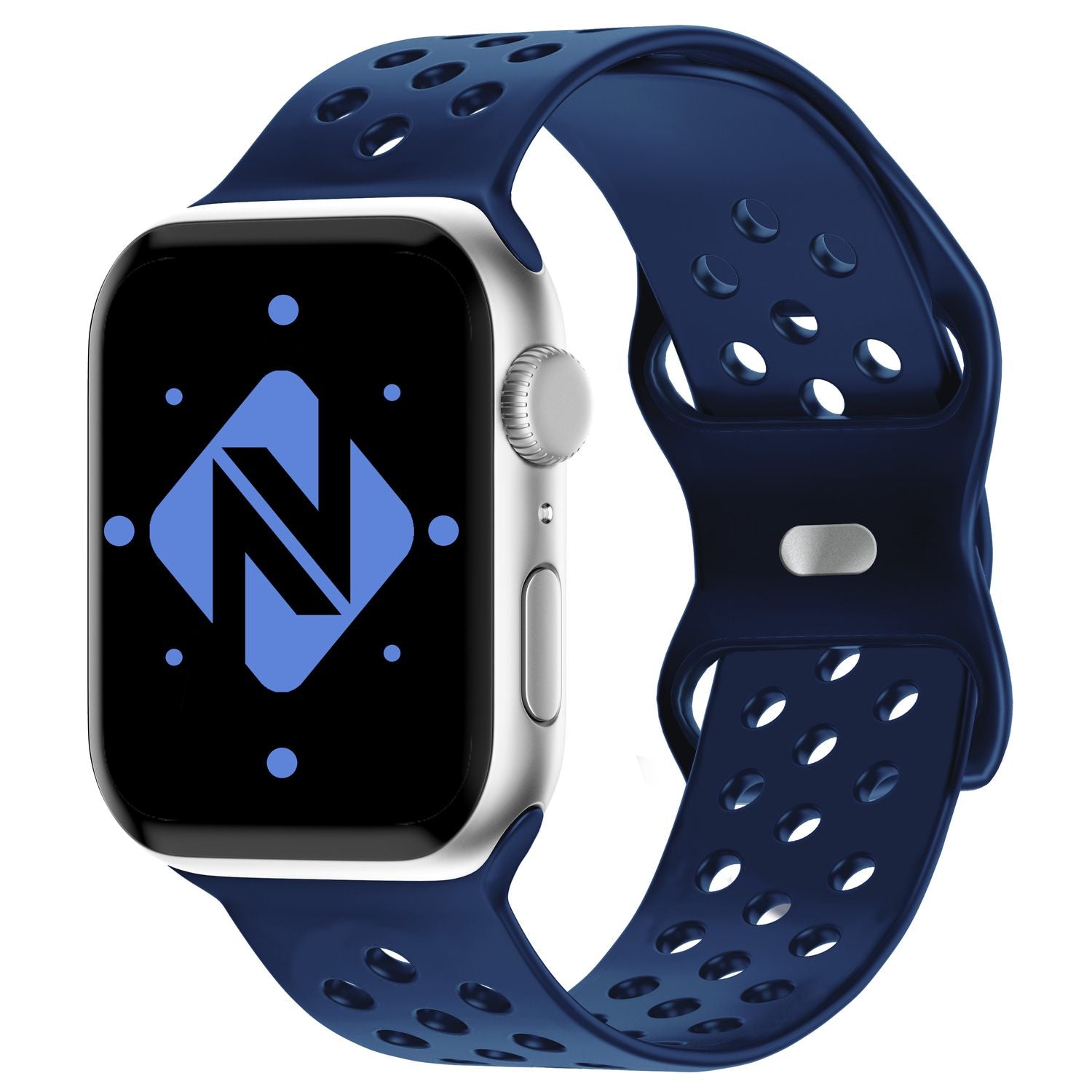 Gelochtes Armband für Apple Watch SE/8/7/6/5/4/3/2/1, 38mm 40mm 41mm Dunkelblau NALIA Silikon Armband