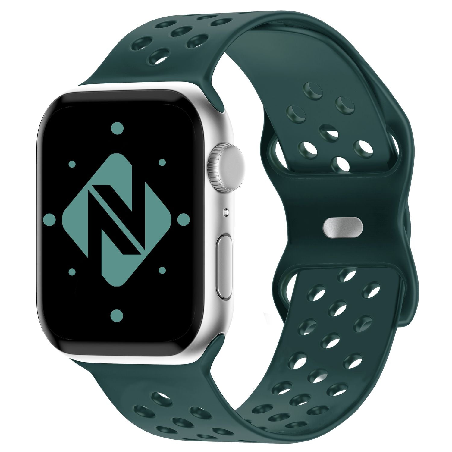 Gelochtes Armband für Apple Watch SE/8/7/6/5/4/3/2/1, 38mm 40mm 41mm Dunkel-Grün NALIA Silikon Armband