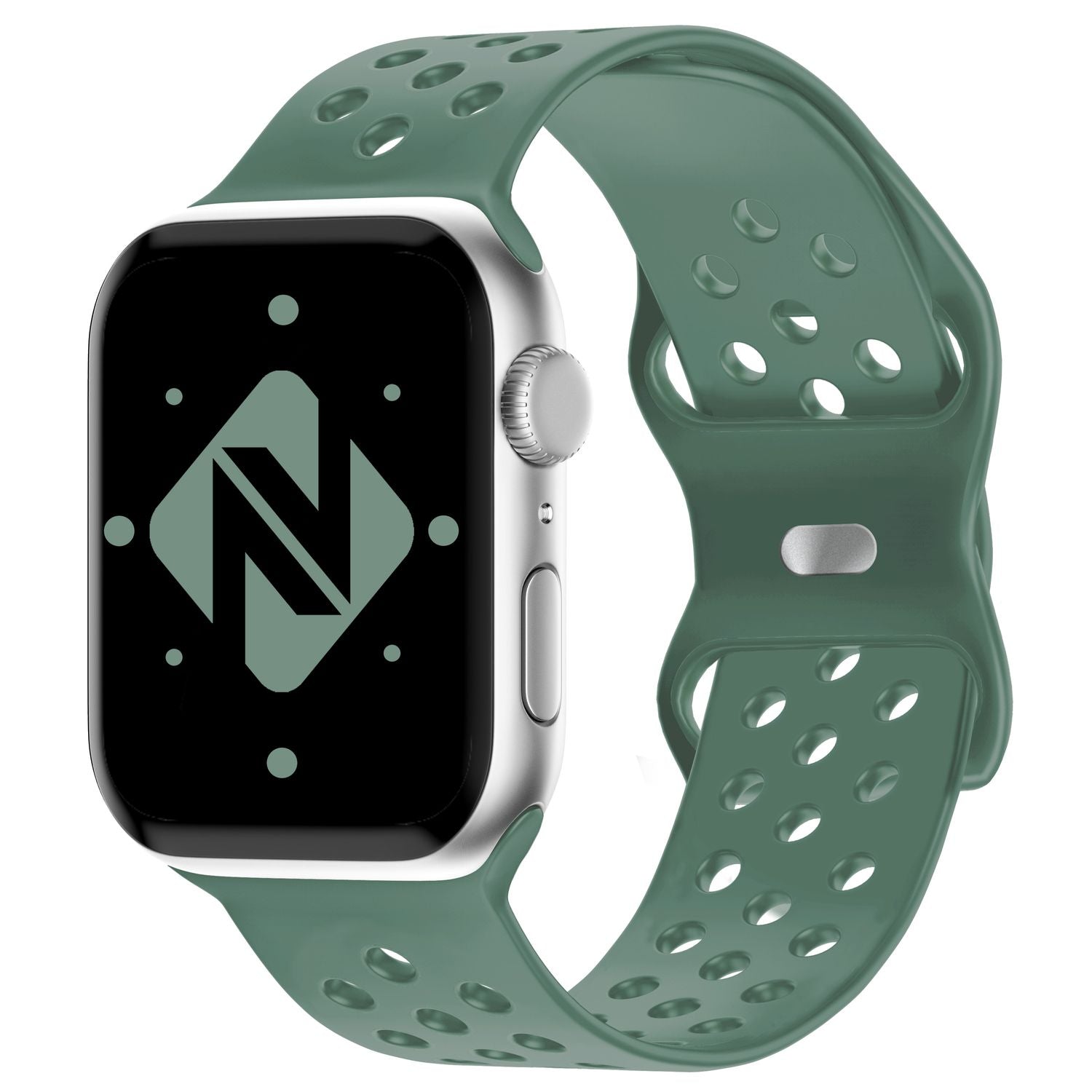 Gelochtes Armband für Apple Watch SE/8/7/6/5/4/3/2/1, 38mm 40mm 41mm Kieferngrün NALIA Silikon Armband
