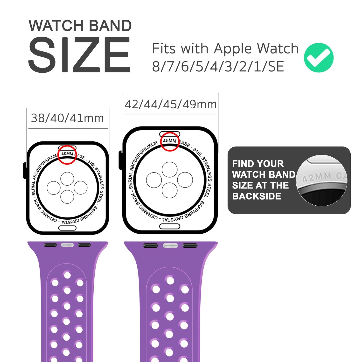 Gelochtes Armband für Apple Watch SE/8/7/6/5/4/3/2/1, 38mm 40mm 41mm Lila NALIA Silikon Armband