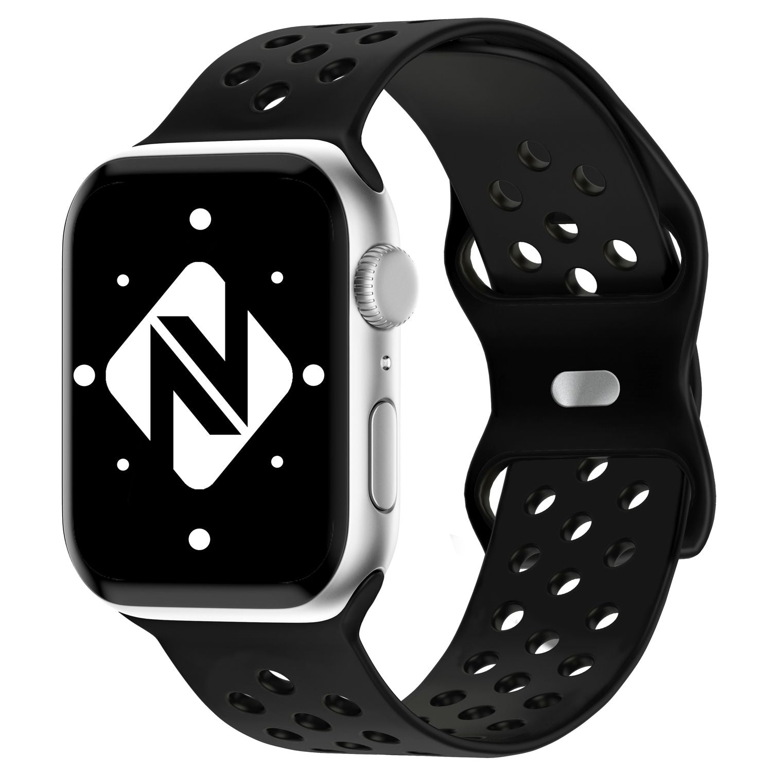 Gelochtes Armband für Apple Watch Ultra/SE/8/7/6/5/4/3/2/1, 42mm 44mm 45mm 49mm Schwarz NALIA Silikon Armband