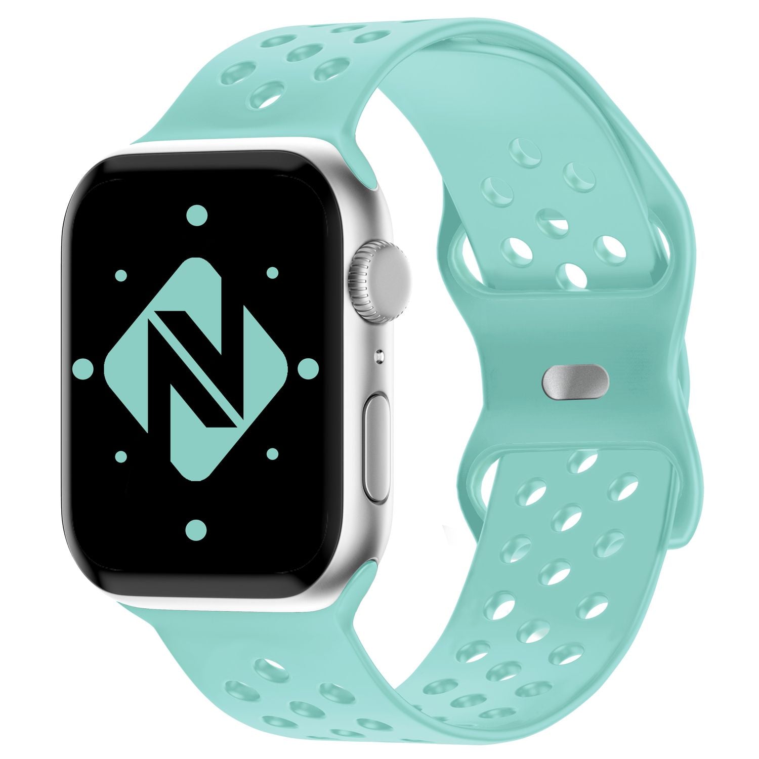 Gelochtes Armband für Apple Watch Ultra/SE/8/7/6/5/4/3/2/1, 42mm 44mm 45mm 49mm Mint-Grün NALIA Silikon Armband