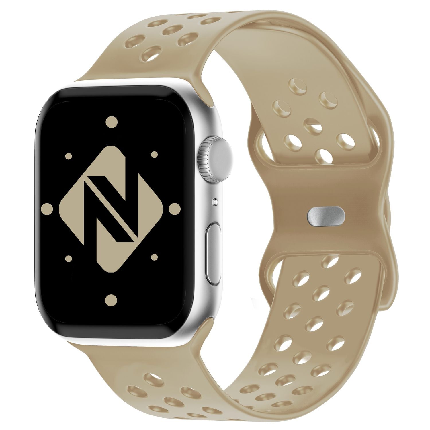 Gelochtes Armband für Apple Watch Ultra/SE/8/7/6/5/4/3/2/1, 42mm 44mm 45mm 49mm Beige NALIA Silikon Armband