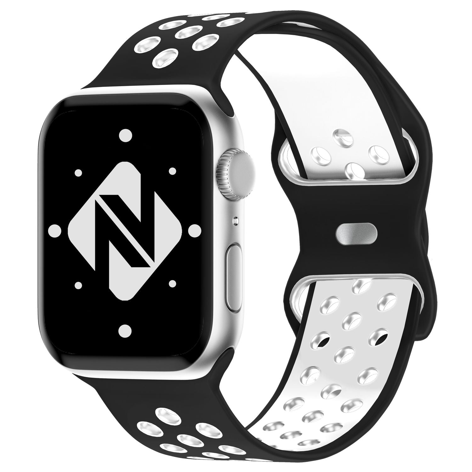 Airflow Silikon Armband für Apple Watch Ultra/Se/8/7/6/5/4/3/2/1, 38/40/41mm Schwarz Weiß NALIA Silikon Armband