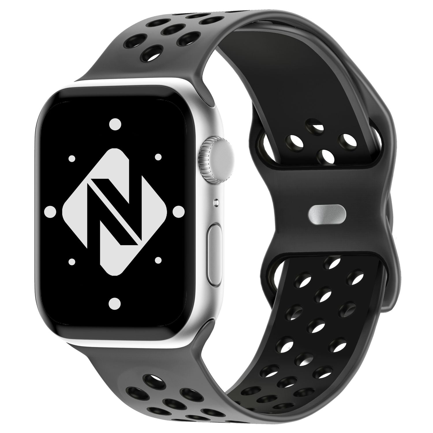 Airflow Silikon Armband für Apple Watch Ultra/Se/8/7/6/5/4/3/2/1, 38/40/41mm Grau Schwarz NALIA Silikon Armband