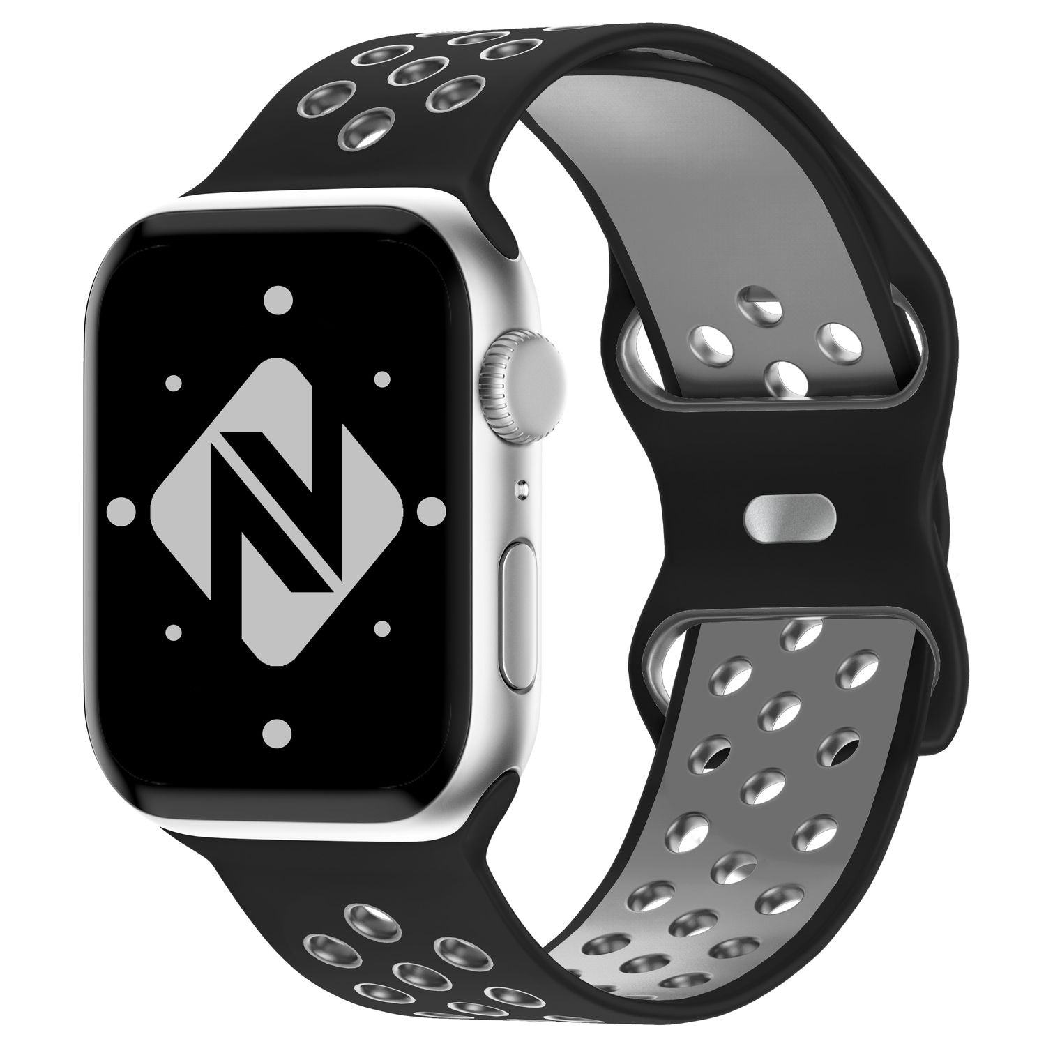 Airflow Silikon Armband für Apple Watch Ultra/Se/8/7/6/5/4/3/2/1, 42/44/45/49mm Schwarz Grau NALIA Silikon Armband