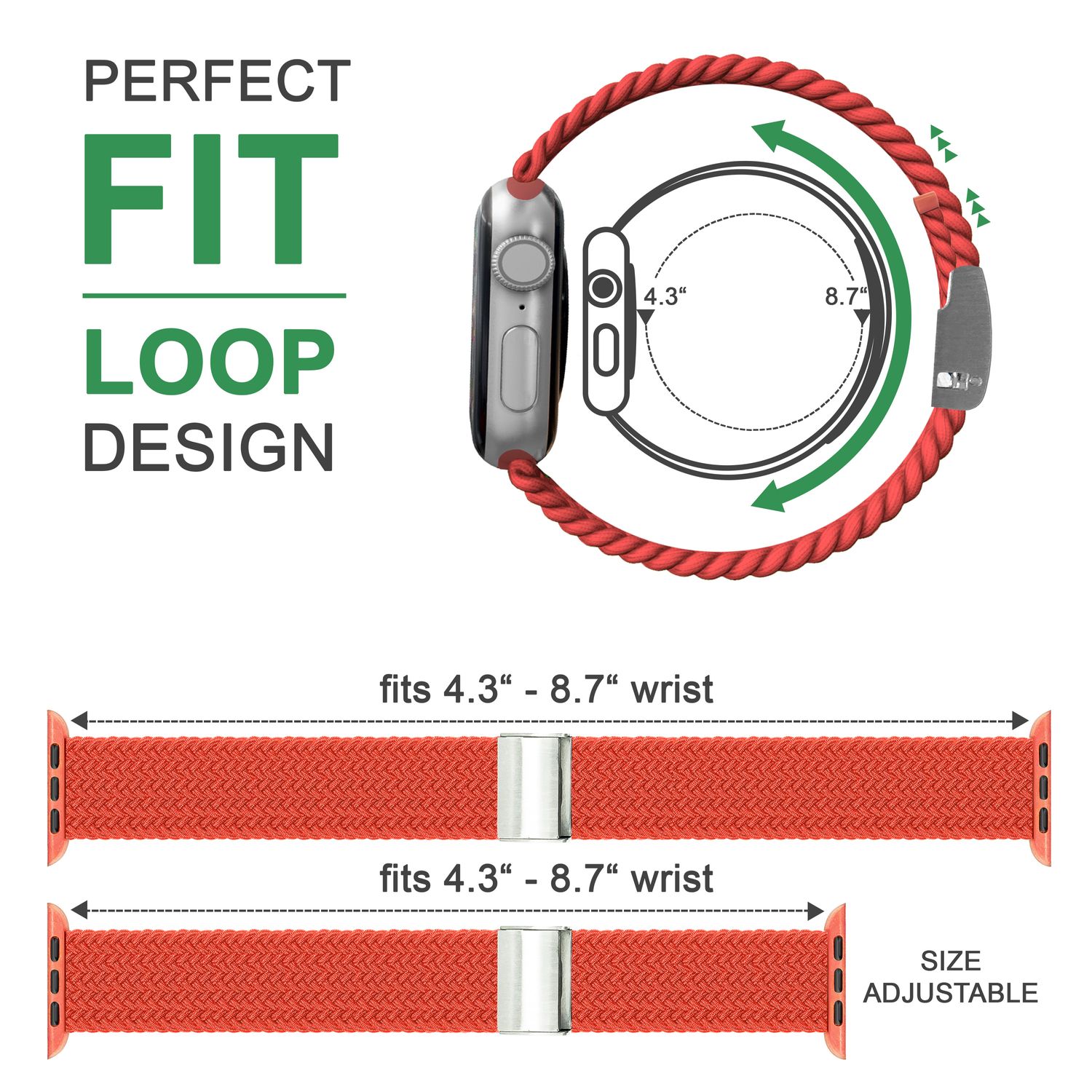 Armband für Apple Watch SE/8/7/6/5/4/3/2/1, 38/40/41mm Geflochten