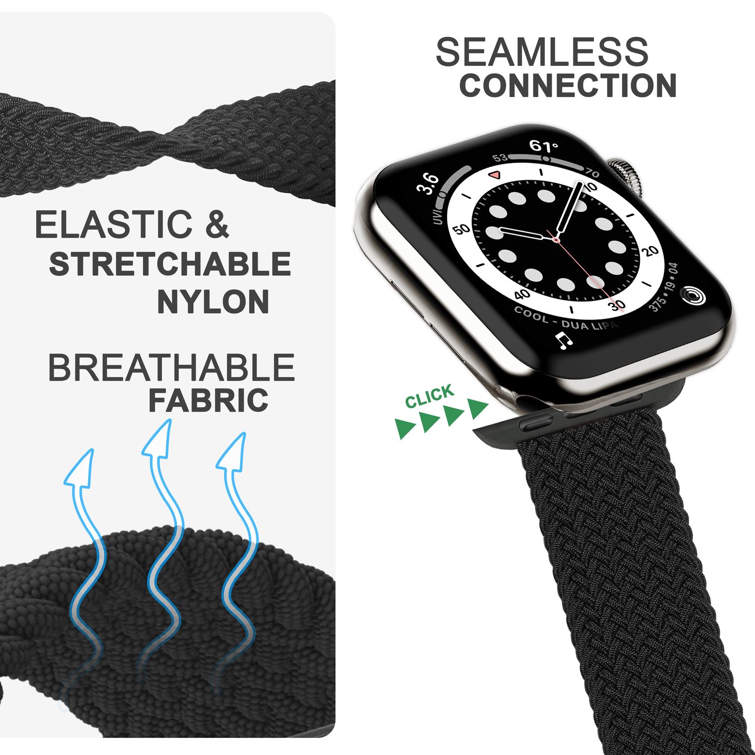 Armband für Apple Watch SE/8/7/6/5/4/3/2/1, 38/40/41mm Geflochten