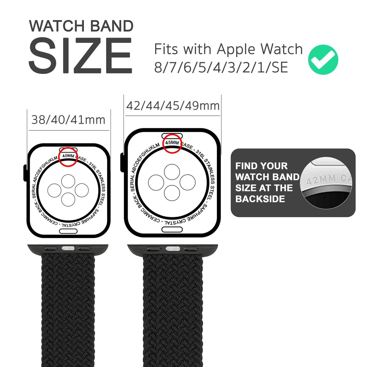 Armband für Apple Watch SE/8/7/6/5/4/3/2/1, 38/40/41mm Geflochten