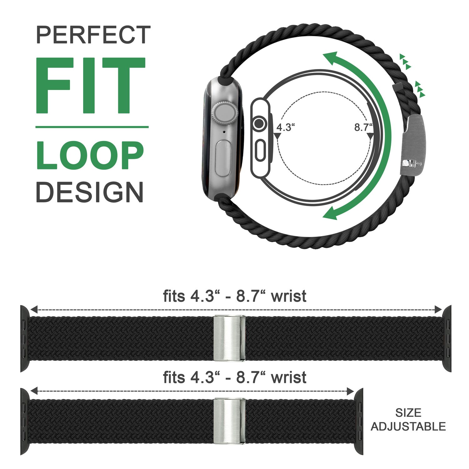 Armband für Apple Watch SE/8/7/6/5/4/3/2/1, 38/40/41mm Geflochten