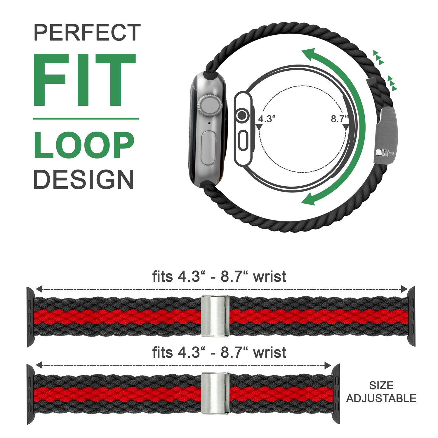 Armband für Apple Watch SE/8/7/6/5/4/3/2/1, 38/40/41mm Geflochten