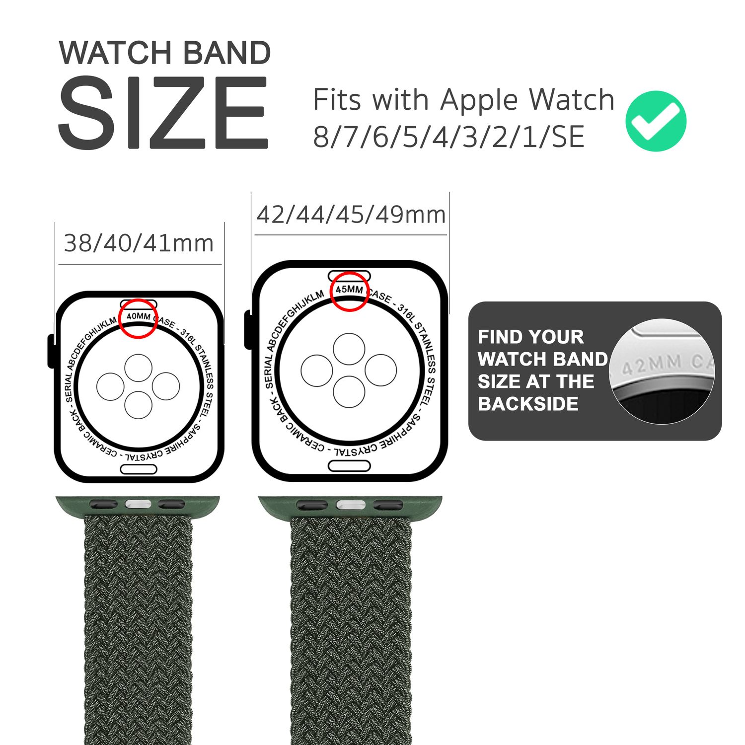 Armband für Apple Watch SE/8/7/6/5/4/3/2/1, 38/40/41mm Geflochten