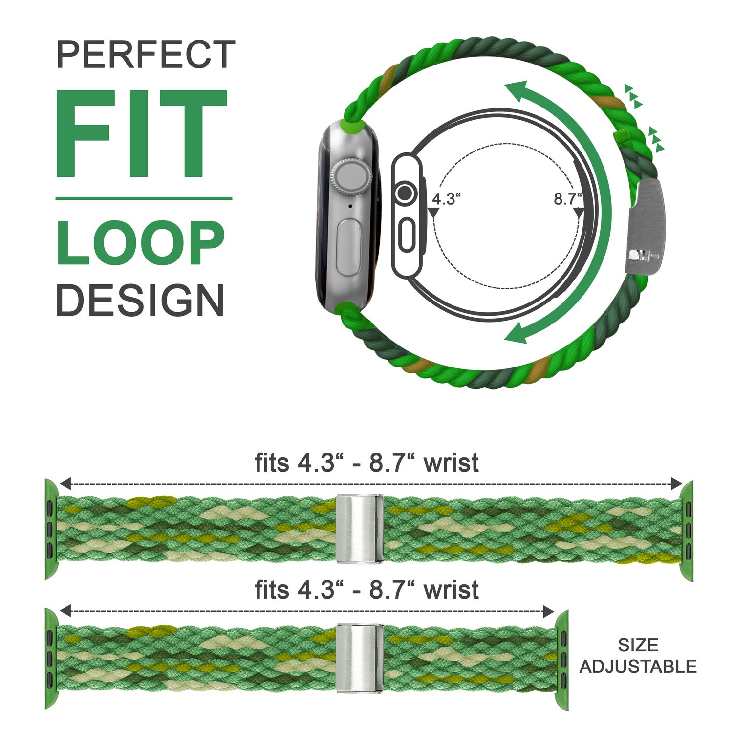 Armband für Apple Watch SE/8/7/6/5/4/3/2/1, 38/40/41mm Geflochten