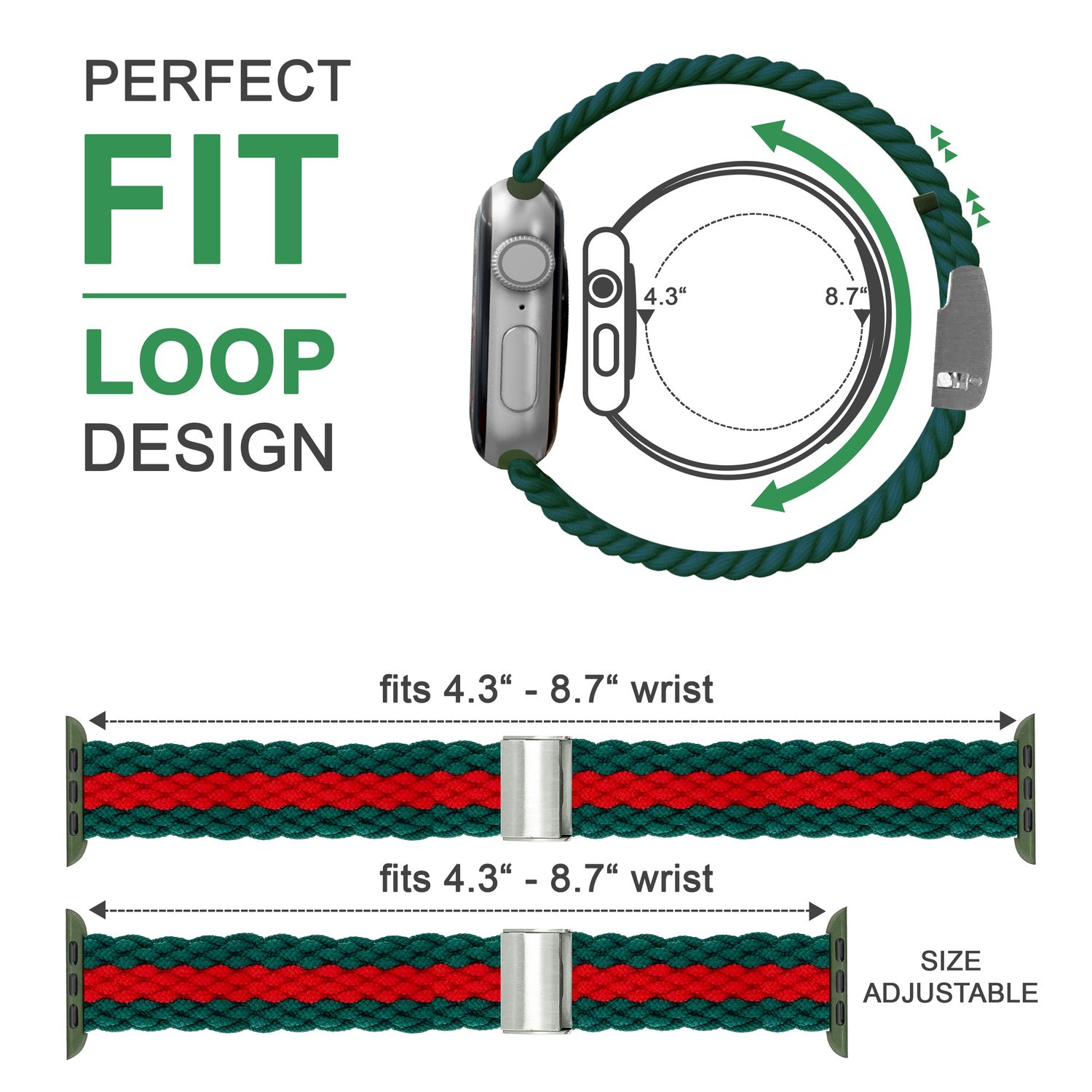 Armband für Apple Watch SE/8/7/6/5/4/3/2/1, 38/40/41mm Geflochten