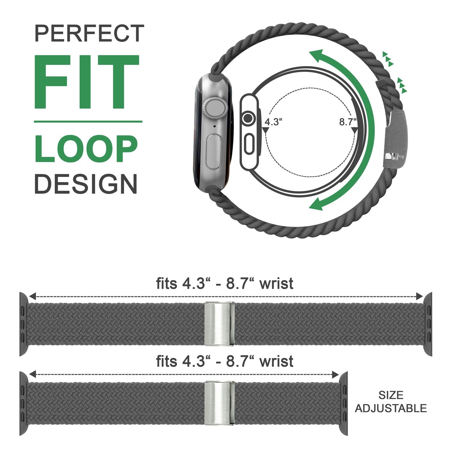 Armband für Apple Watch SE/8/7/6/5/4/3/2/1, 38/40/41mm Geflochten