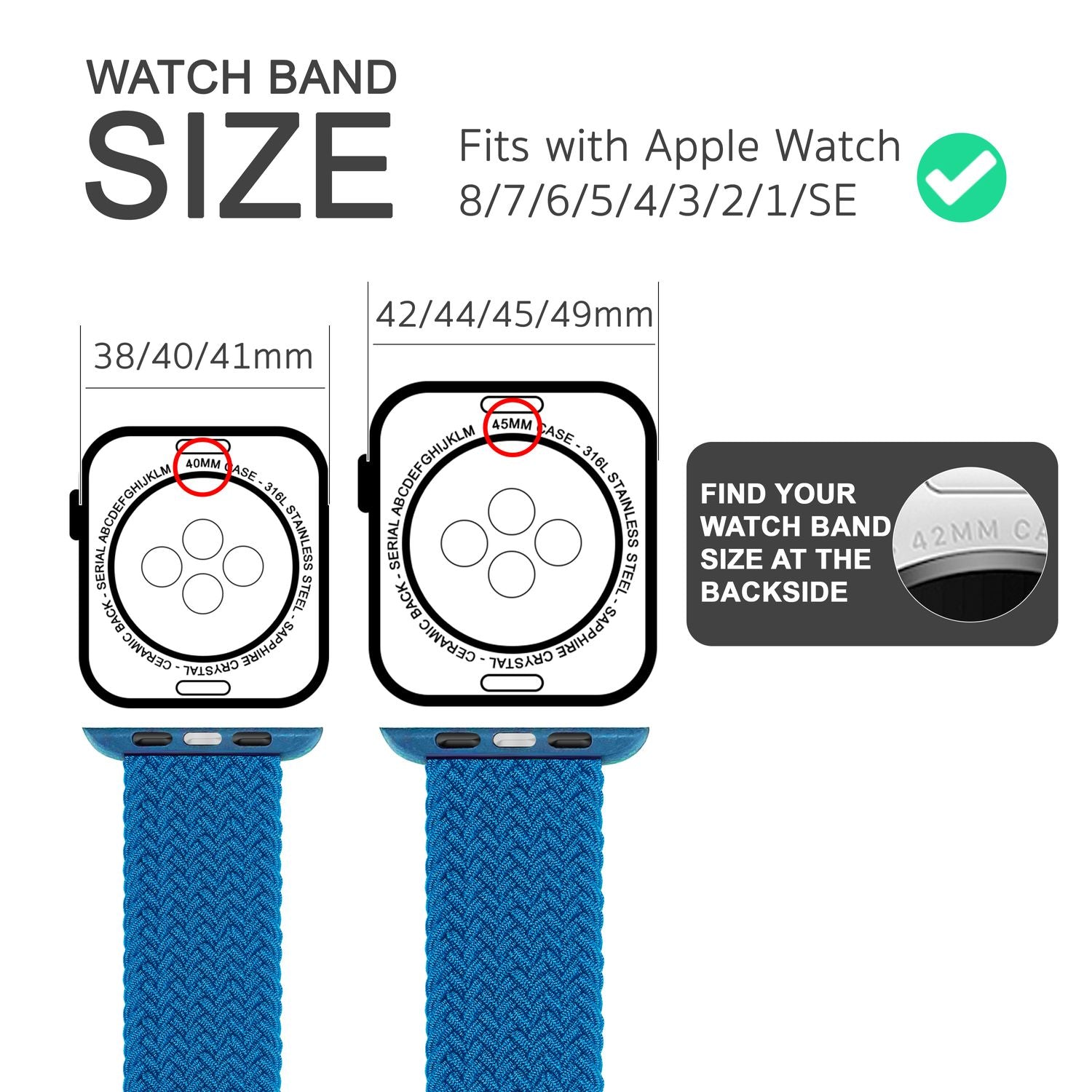 Armband für Apple Watch SE/8/7/6/5/4/3/2/1, 38/40/41mm Geflochten