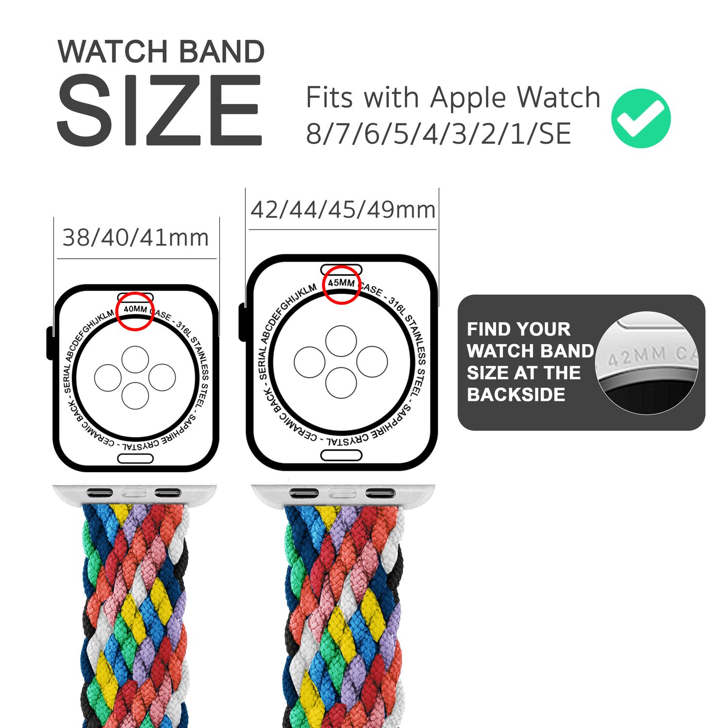 Armband für Apple Watch SE/8/7/6/5/4/3/2/1, 38/40/41mm Geflochten