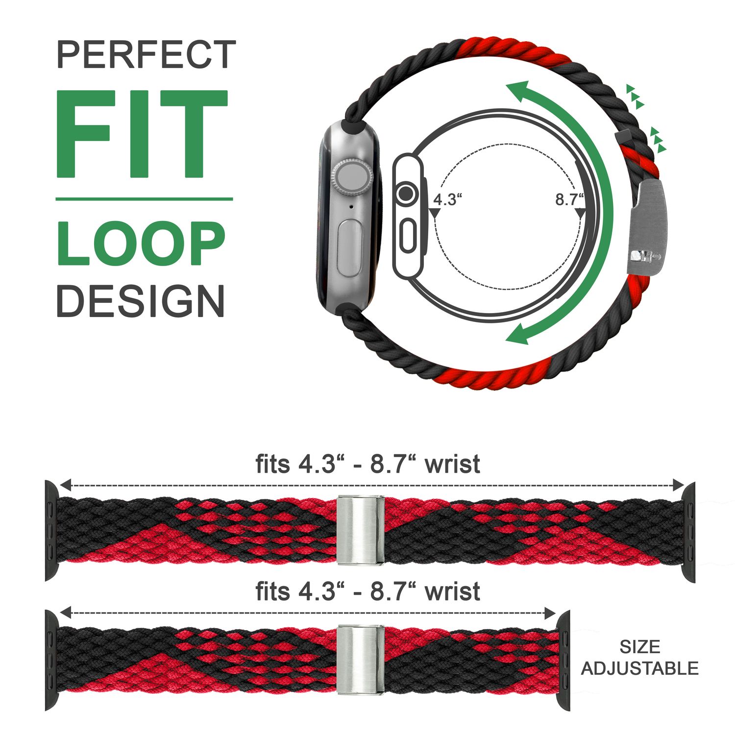 Armband für Apple Watch SE/8/7/6/5/4/3/2/1, 38/40/41mm Geflochten