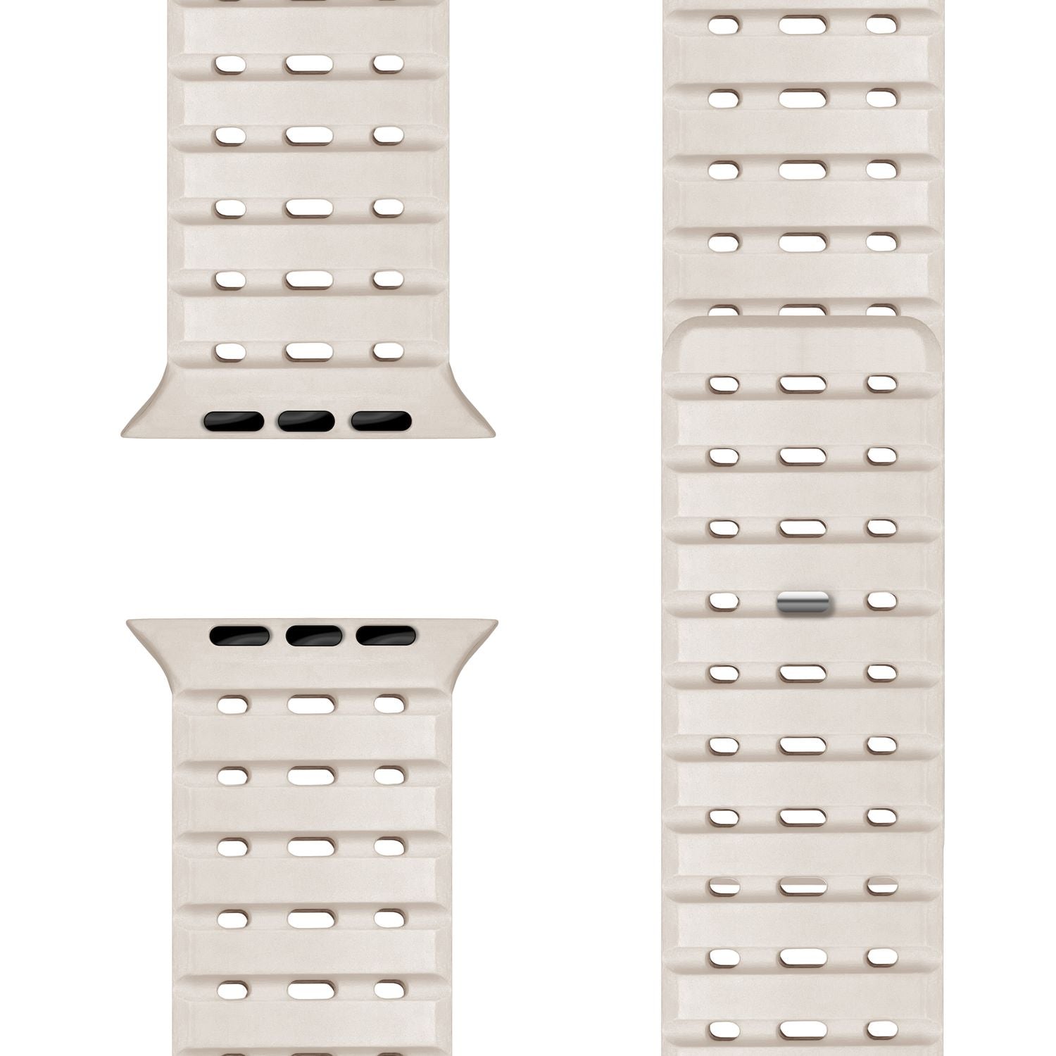 NALIA Volt Armband für Apple Watch Series Ultra/SE/10/9/8/7/6/5/4/3/2/1, Gehäusegröße 42/44/45/49mm, Silikon Magnet Loop Sportarmband mit Steck-Pin Verschluss Polarstern Sandweiss NALIA Silikon Armband