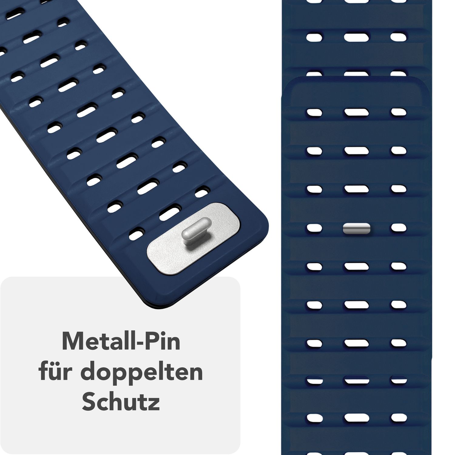 NALIA Volt Armband für Apple Watch Series Ultra/SE/10/9/8/7/6/5/4/3/2/1, Gehäusegröße 42/44/45/49mm, Silikon Magnet Loop Sportarmband mit Steck-Pin Verschluss Ozeannacht NALIA Silikon Armband