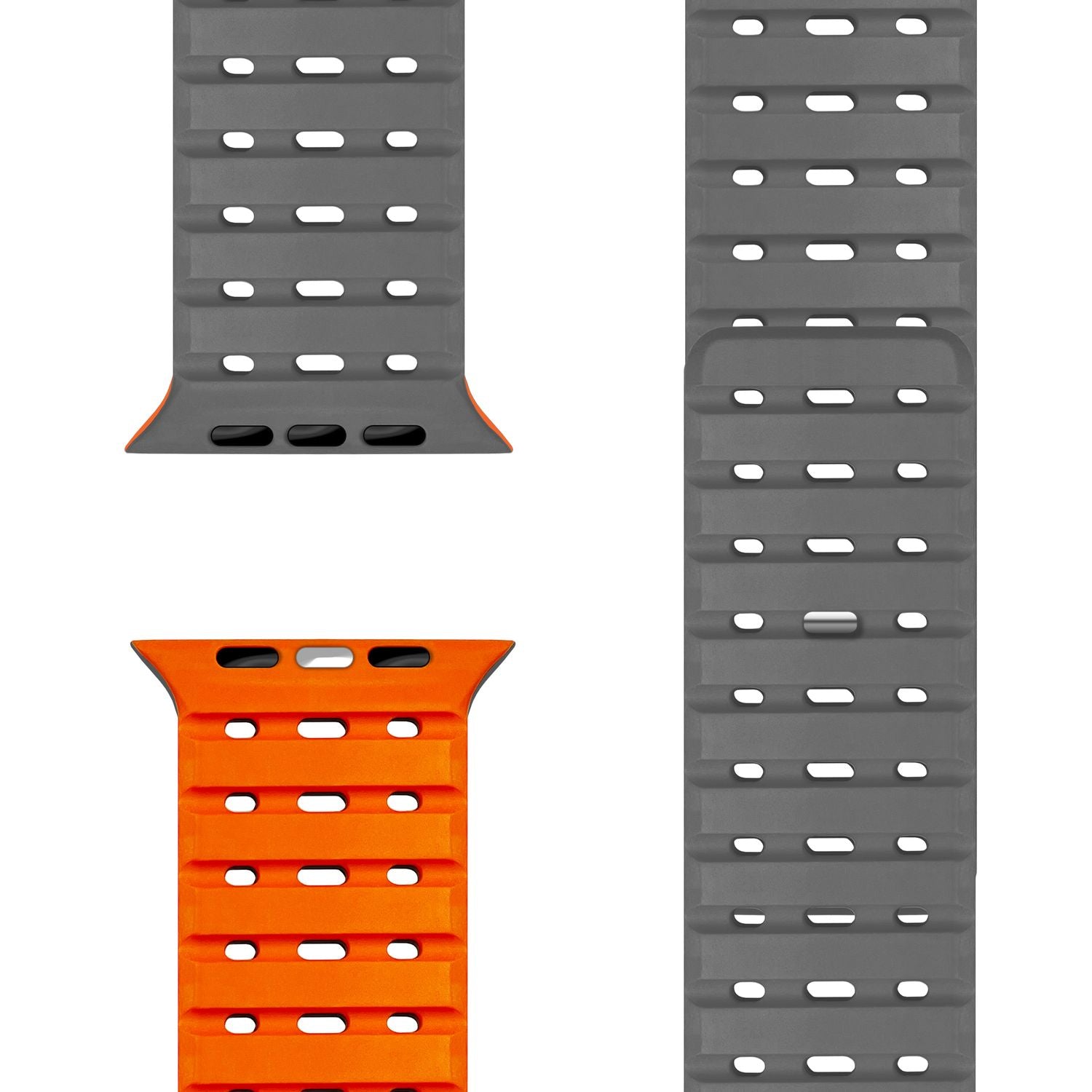 NALIA Volt Armband für Apple Watch Series Ultra/SE/10/9/8/7/6/5/4/3/2/1, Gehäusegröße 42/44/45/49mm, Silikon Magnet Loop Sportarmband mit Steck-Pin Verschluss Vulkanasche NALIA Silikon Armband