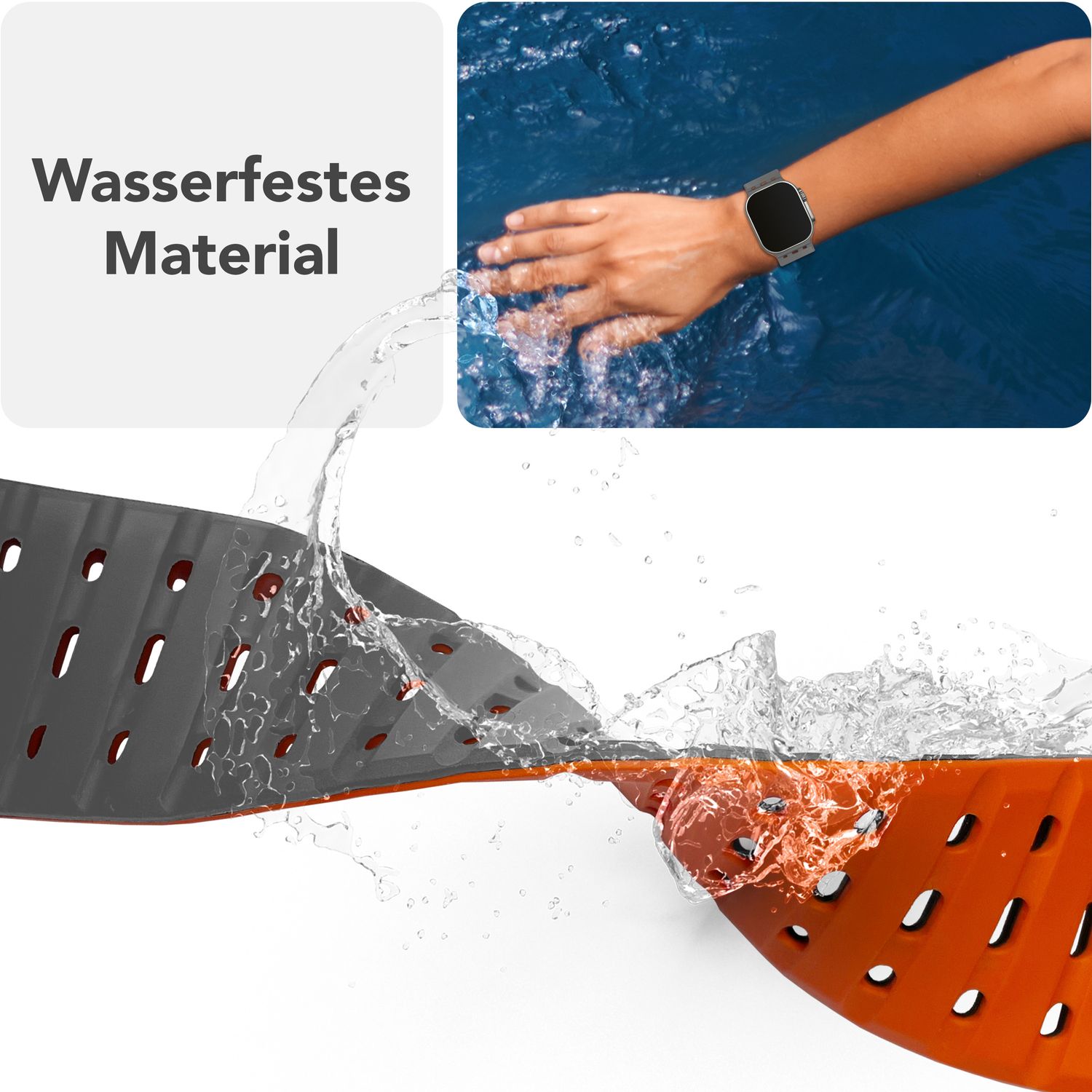 NALIA Volt Armband für Apple Watch Series Ultra/SE/10/9/8/7/6/5/4/3/2/1, Gehäusegröße 42/44/45/49mm, Silikon Magnet Loop Sportarmband mit Steck-Pin Verschluss Vulkanasche NALIA Silikon Armband