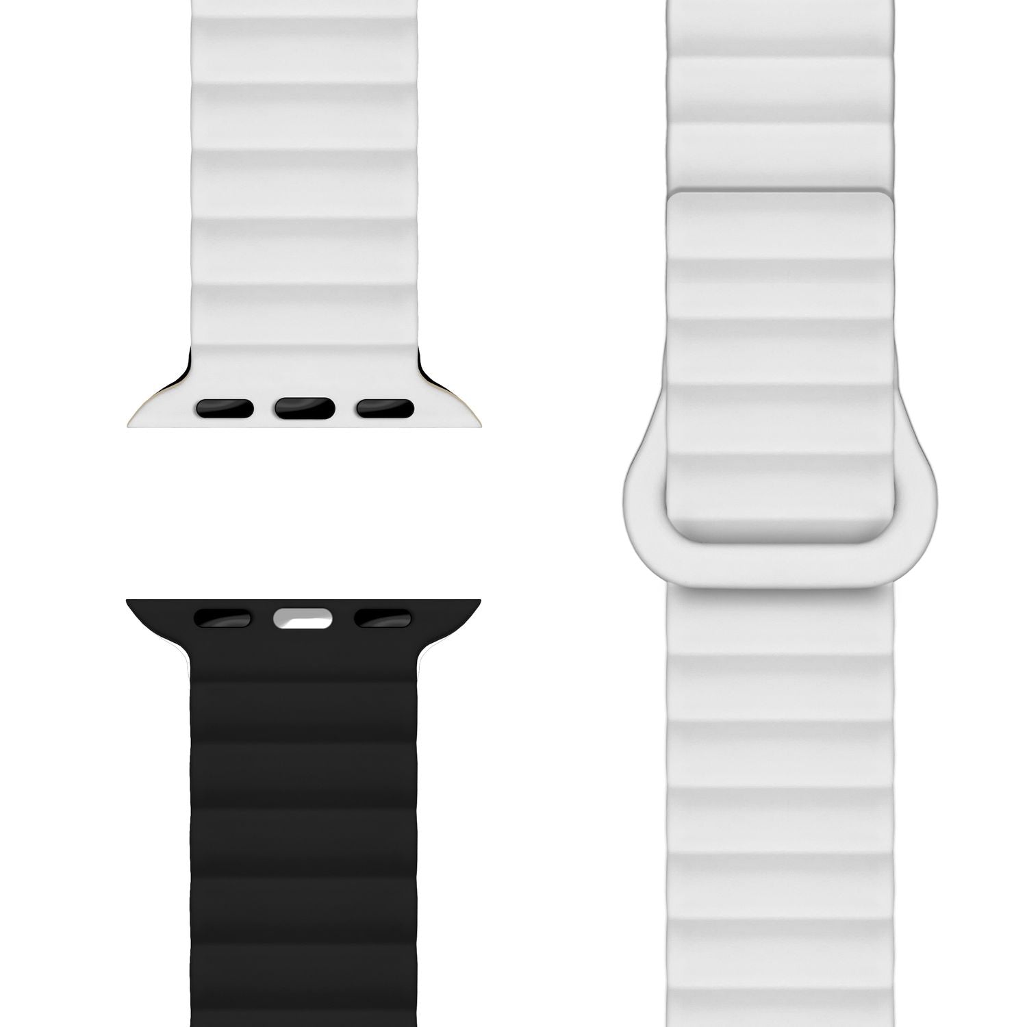 NALIA Core Armband für Apple Watch SE/10/9/8/7/6/5/4/3/2/1, Gehäusegröße 38/40/41/42mm, Atmungsaktives Silikon Magnet Loop Sportarmband mit Rillen Design Schneeweiss NALIA Silikon Armband