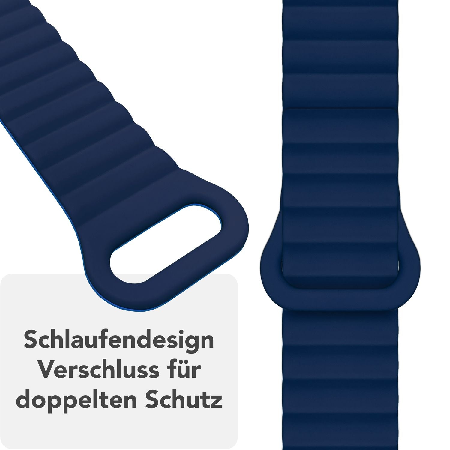 NALIA Core Armband für Apple Watch SE/10/9/8/7/6/5/4/3/2/1, Gehäusegröße 38/40/41/42mm, Atmungsaktives Silikon Magnet Loop Sportarmband mit Rillen Design Ozeannacht NALIA Silikon Armband