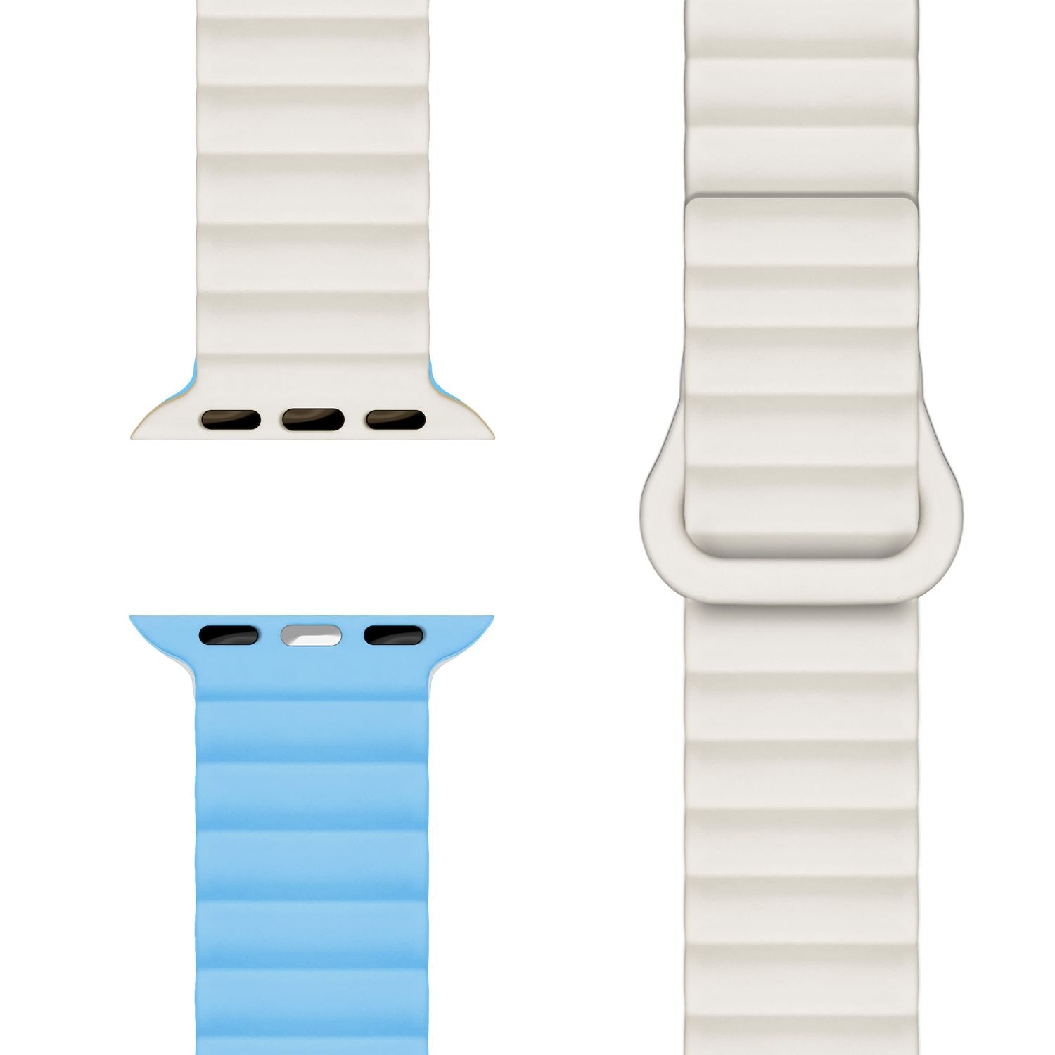 NALIA Core Armband für Apple Watch SE/10/9/8/7/6/5/4/3/2/1, Gehäusegröße 38/40/41/42mm, Atmungsaktives Silikon Magnet Loop Sportarmband mit Rillen Design Eisnebelblau NALIA Silikon Armband