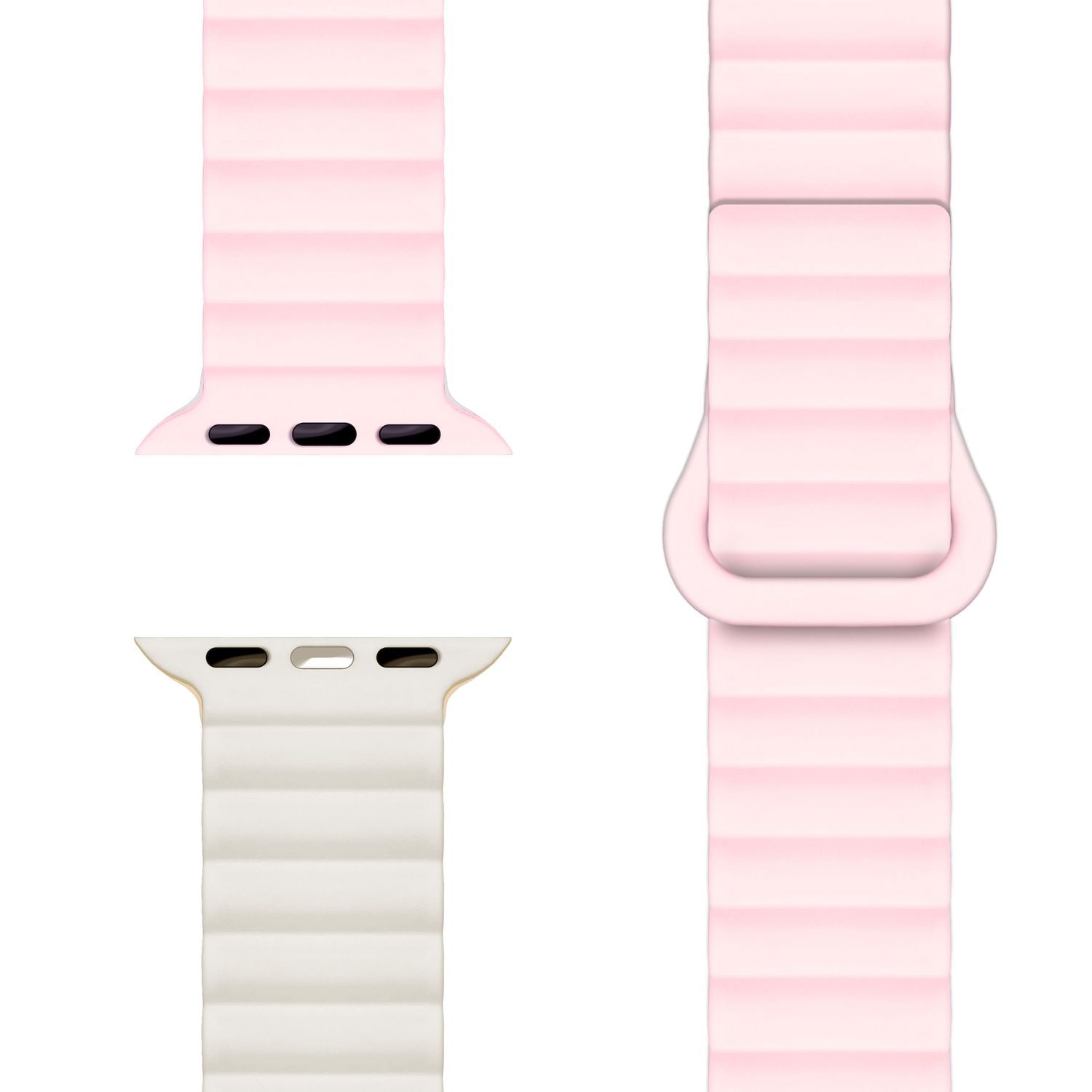 NALIA Core Armband für Apple Watch SE/10/9/8/7/6/5/4/3/2/1, Gehäusegröße 38/40/41/42mm, Atmungsaktives Silikon Magnet Loop Sportarmband mit Rillen Design Pfirsichblüte NALIA Silikon Armband