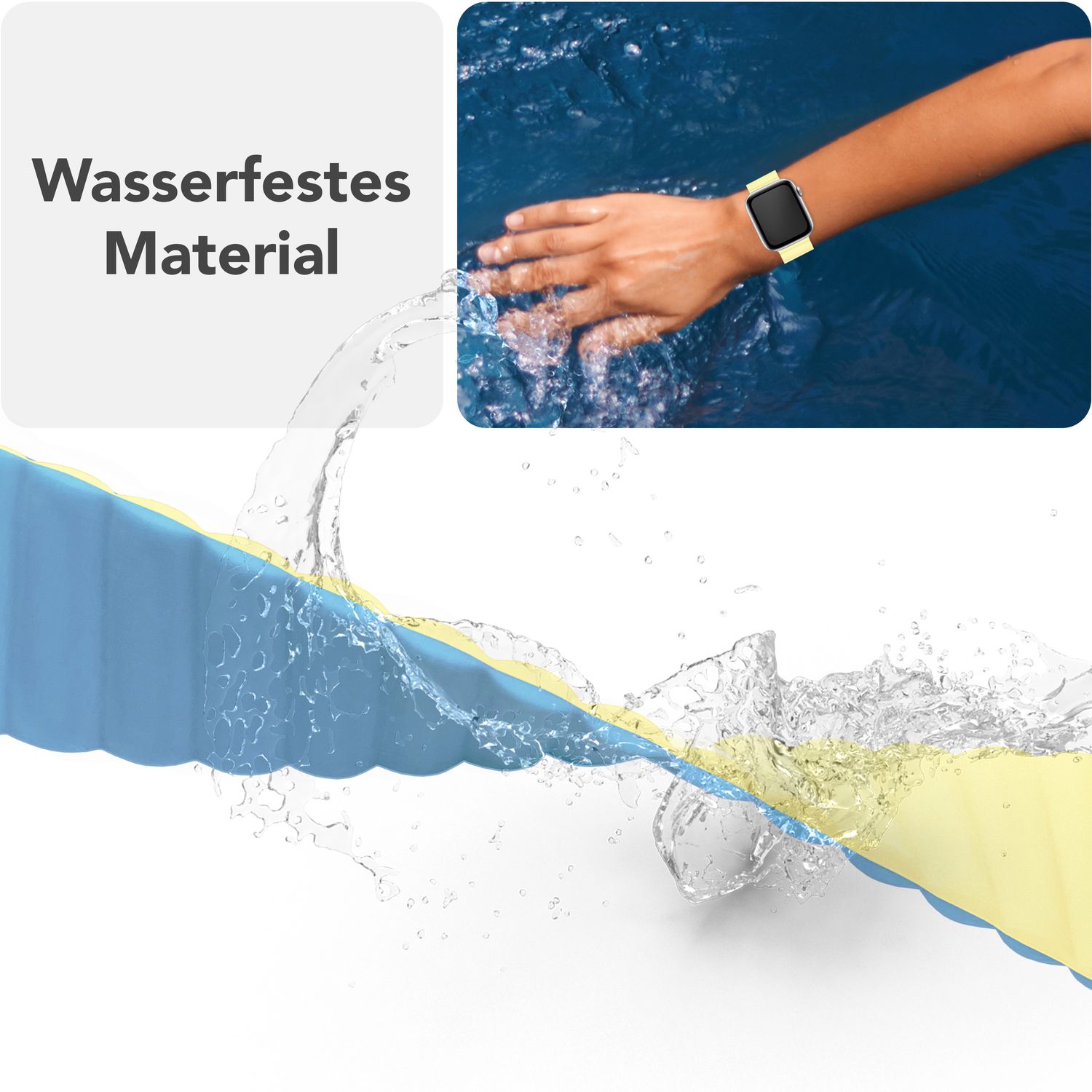 NALIA Core Armband für Apple Watch SE/10/9/8/7/6/5/4/3/2/1, Gehäusegröße 38/40/41/42mm, Atmungsaktives Silikon Magnet Loop Sportarmband mit Rillen Design Honigtau NALIA Silikon Armband