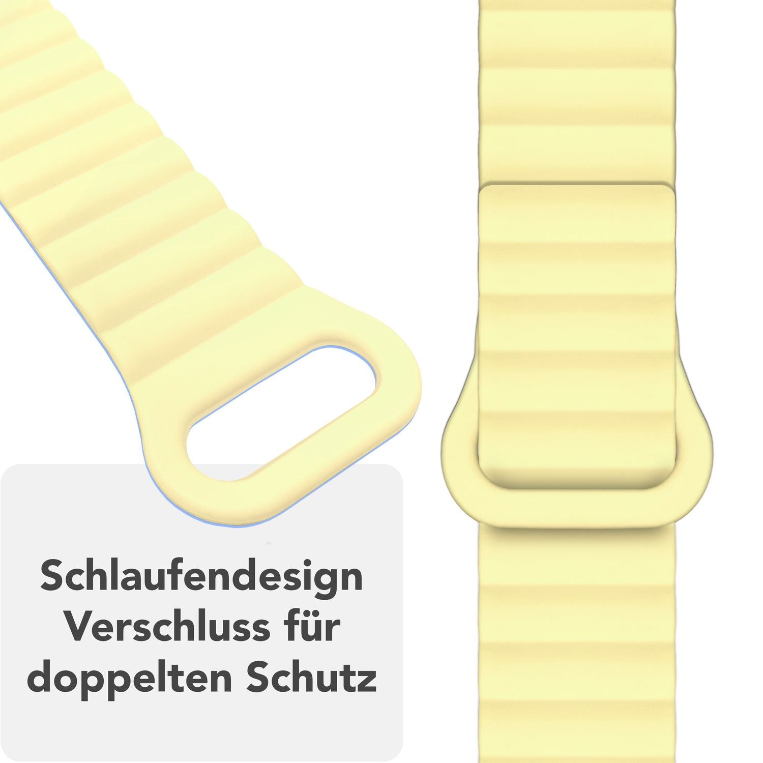 NALIA Core Armband für Apple Watch SE/10/9/8/7/6/5/4/3/2/1, Gehäusegröße 38/40/41/42mm, Atmungsaktives Silikon Magnet Loop Sportarmband mit Rillen Design Honigtau NALIA Silikon Armband