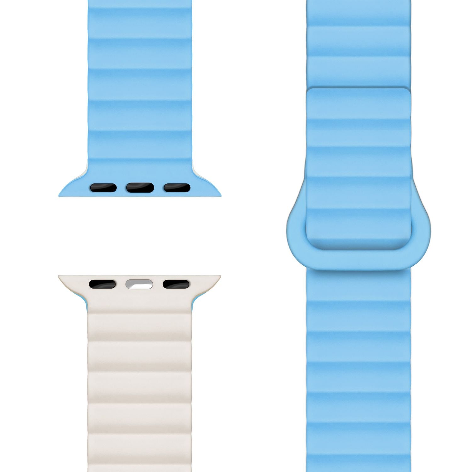 NALIA Core Armband für Apple Watch SE/10/9/8/7/6/5/4/3/2/1, Gehäusegröße 38/40/41/42mm, Atmungsaktives Silikon Magnet Loop Sportarmband mit Rillen Design Froststern NALIA Silikon Armband